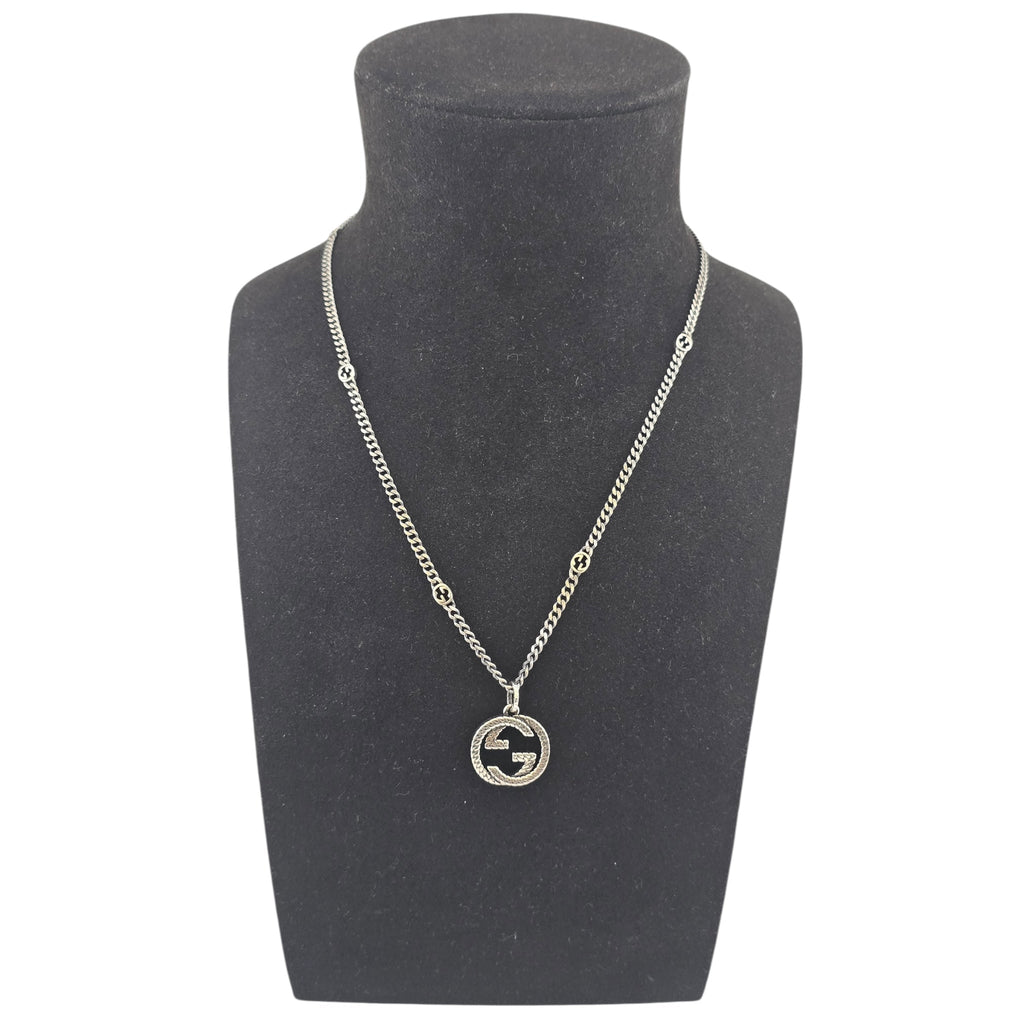 GUCCI GG Interlocking Silver Necklace 50cm GUCCI