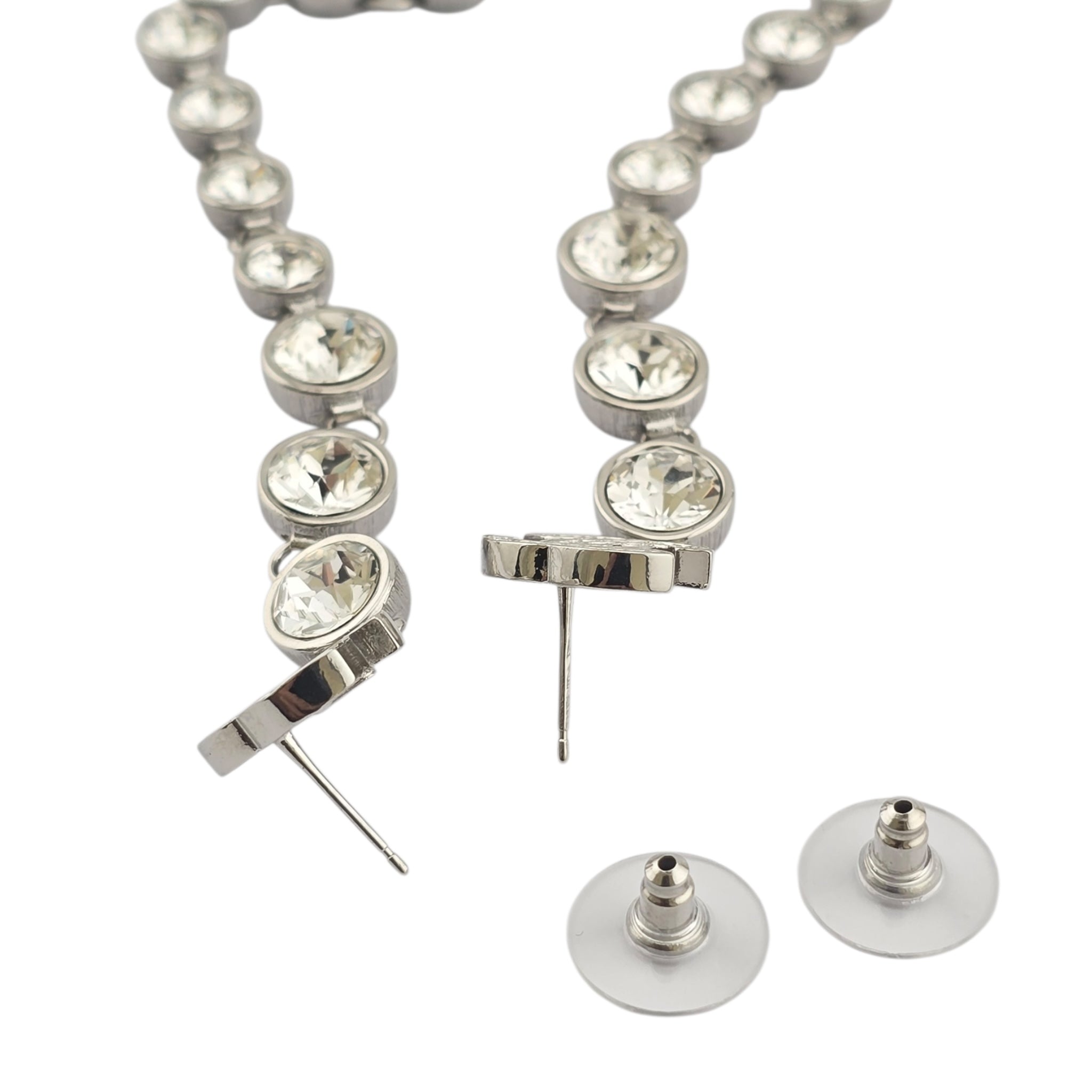 Chanel CC Crystal Long Drop Silver Earrings 23SS CHANEL