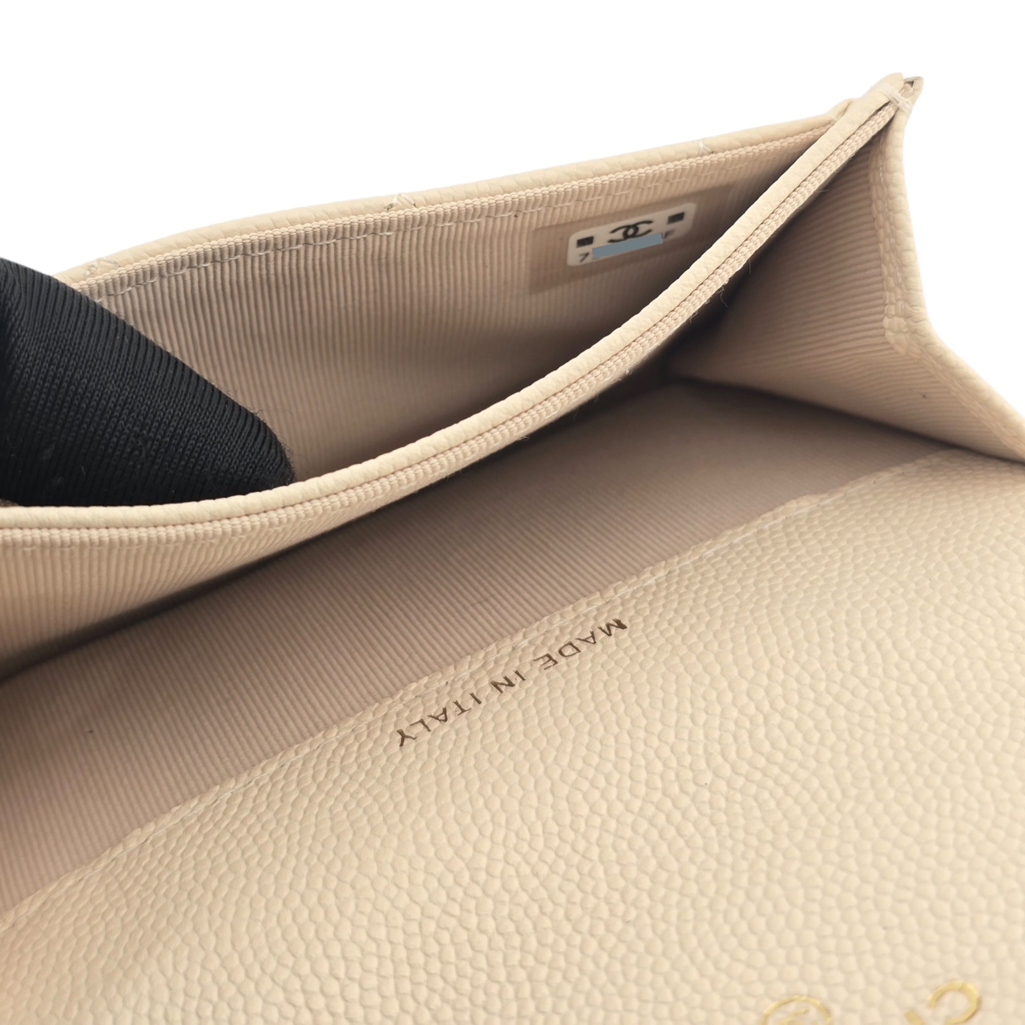 Chanel CC Caviar Beige Classic Flap Cardholder CHANEL