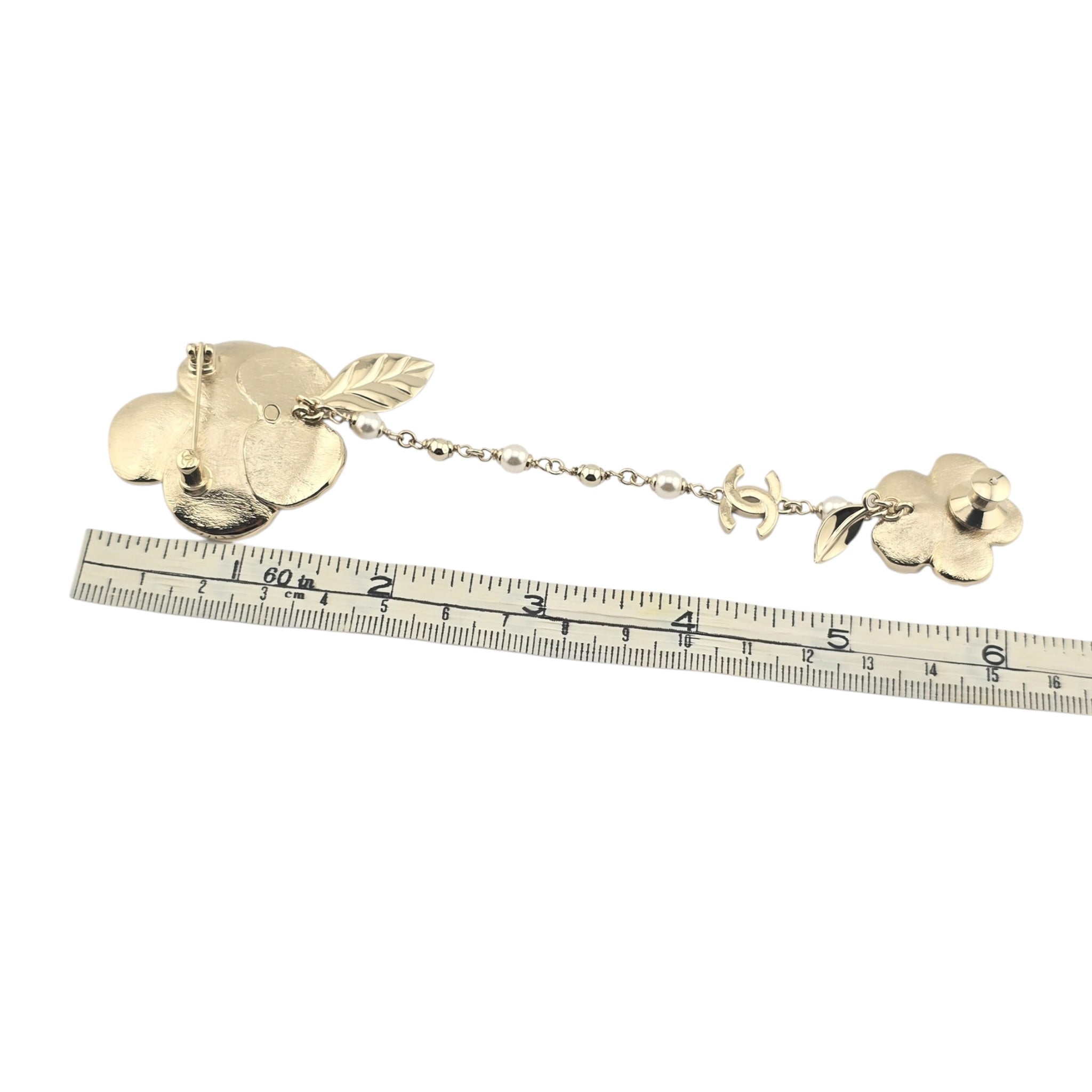 Chanel CC Camelia Chain Gold Brooch 2024 CHANEL