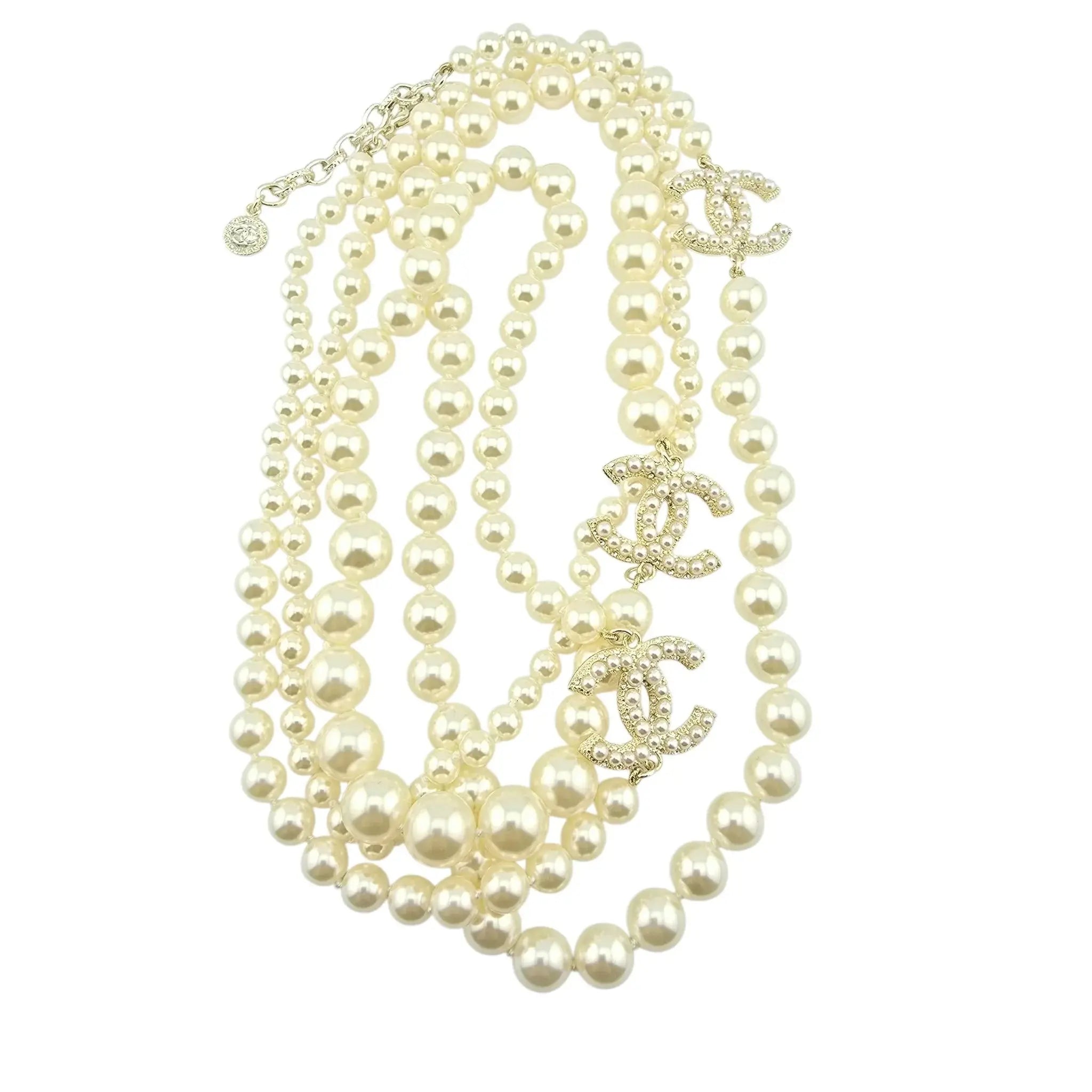 Chanel CC Long Faux Pearl 100th Anniversary Necklace 2017 CHANEL