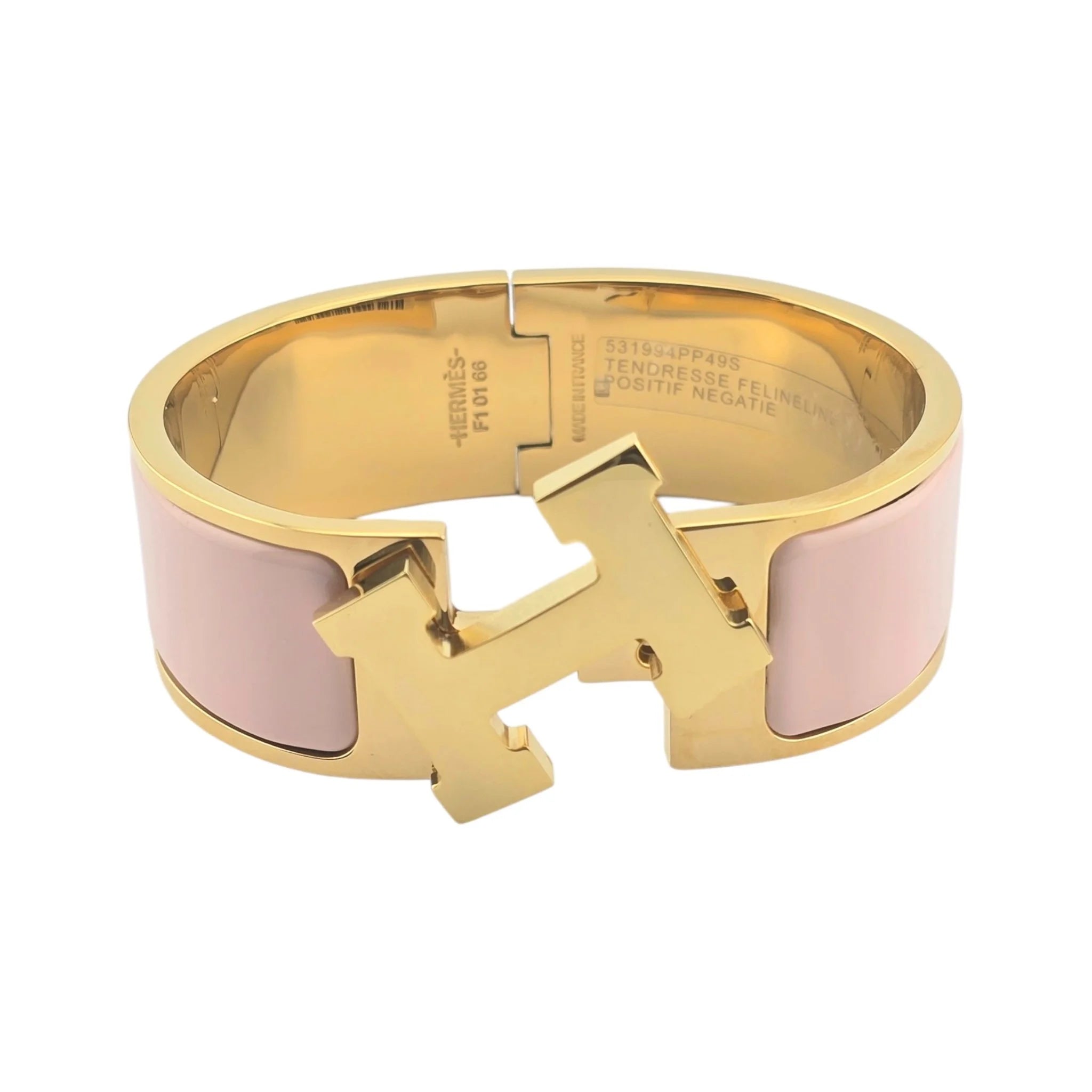 Hermès Clic Clac H Bracelet (Pink) Rose Candeur Gold GM HERMES