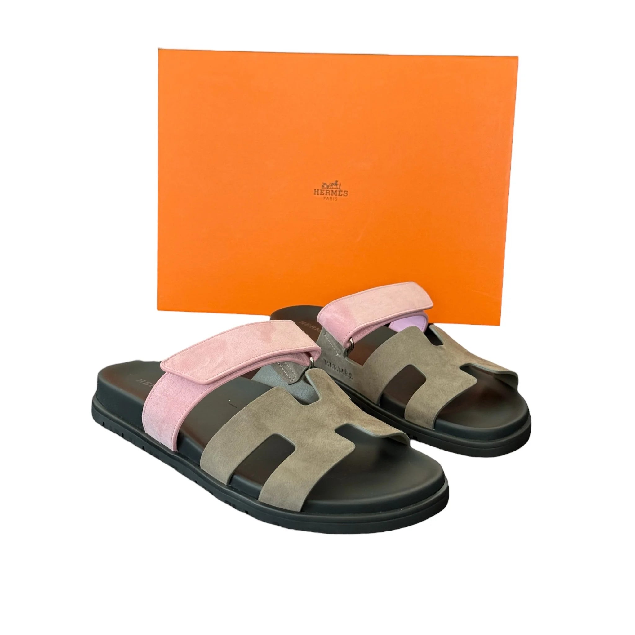 Hermes Chypre Suede Sandal Toundra / Rose 39 UK6 HERMES