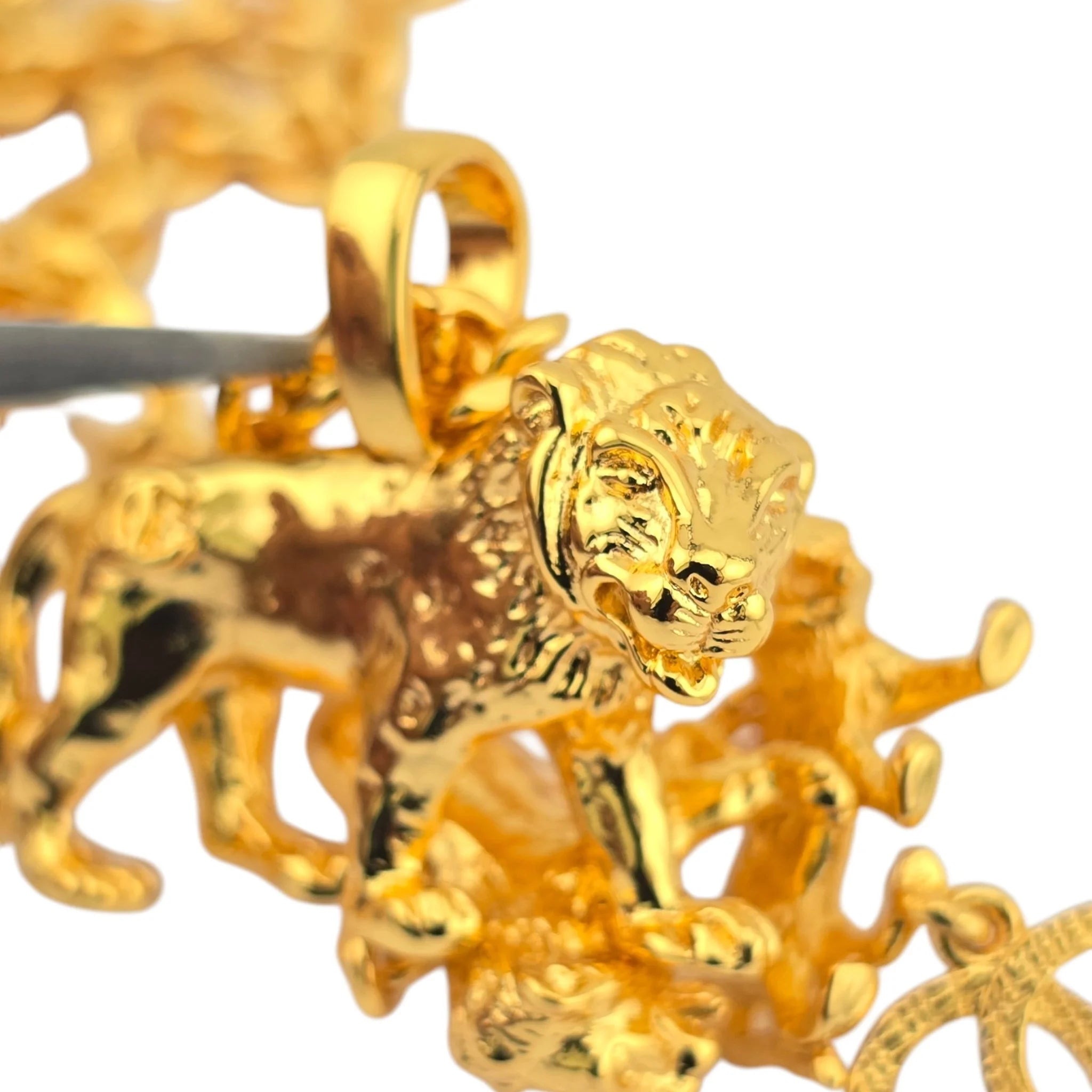 Chanel CC 3 Lion Pendant Gold Necklace 2022 CHANEL
