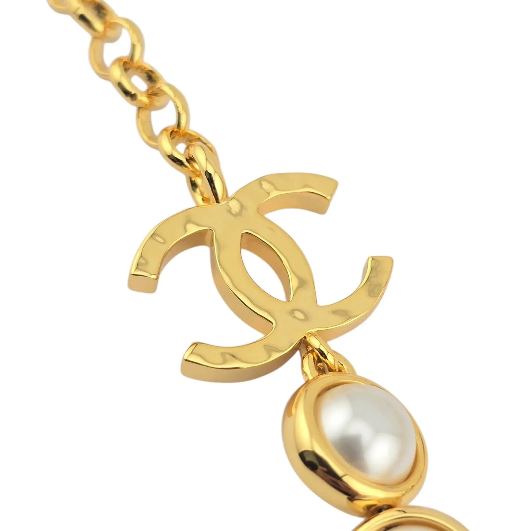 Chanel CC Long Gold Faux Pearl Necklace 2024 CHANEL