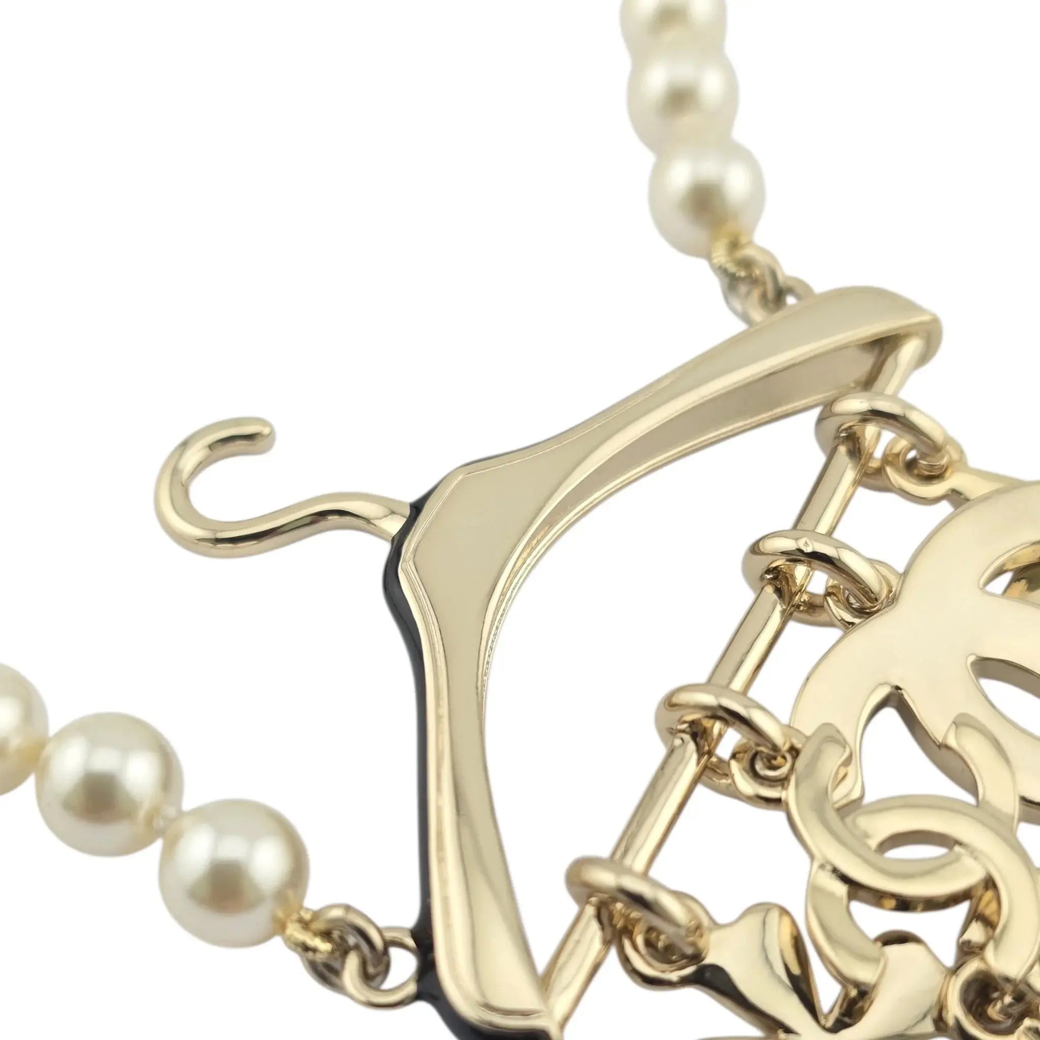 Chanel CC Faux Pearl Hanger Pendant Necklace 2023 CHANEL