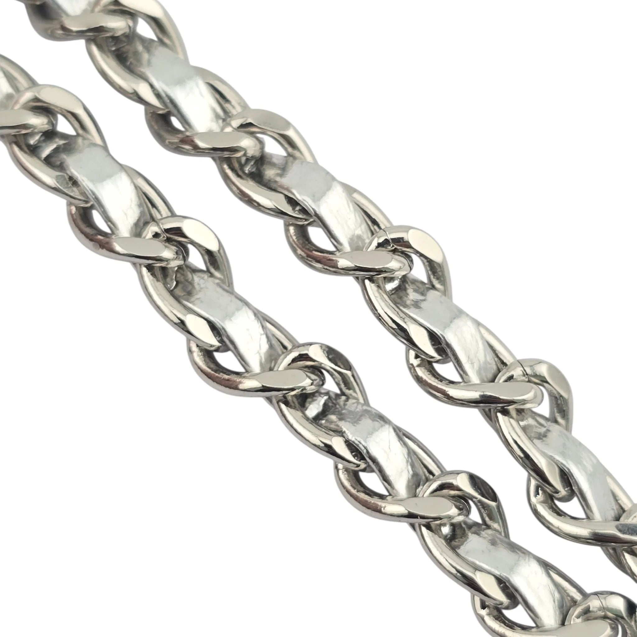 Chanel CC Metal Lambskin Strass Crystal Mini Bag Long Necklace Silver CHANEL