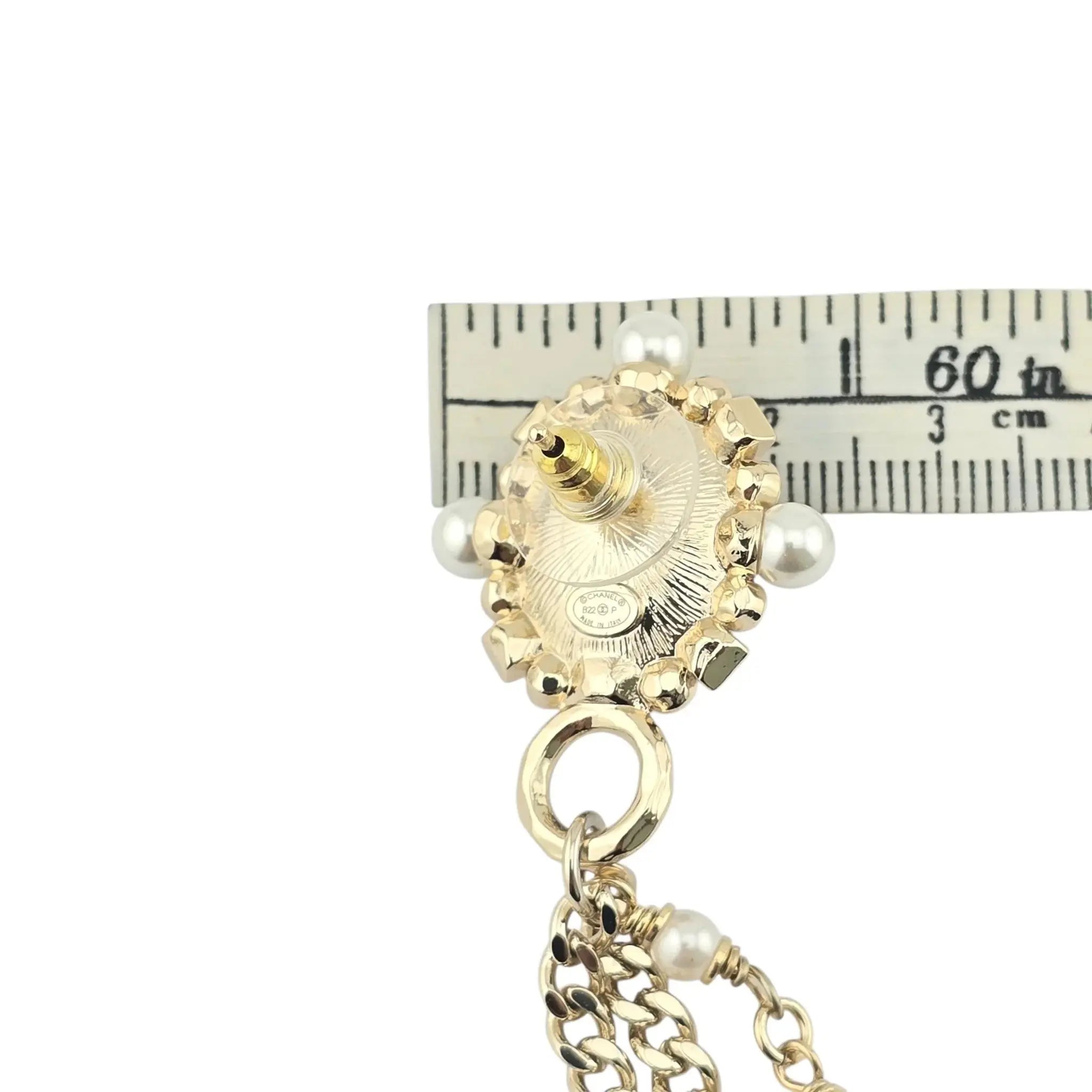 Chanel CC Black Gold Drop Earrings B22 CHANEL