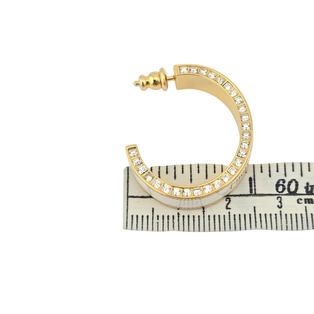 Christian Dior Large Dior Night Code Hoop White Earrings DIOR