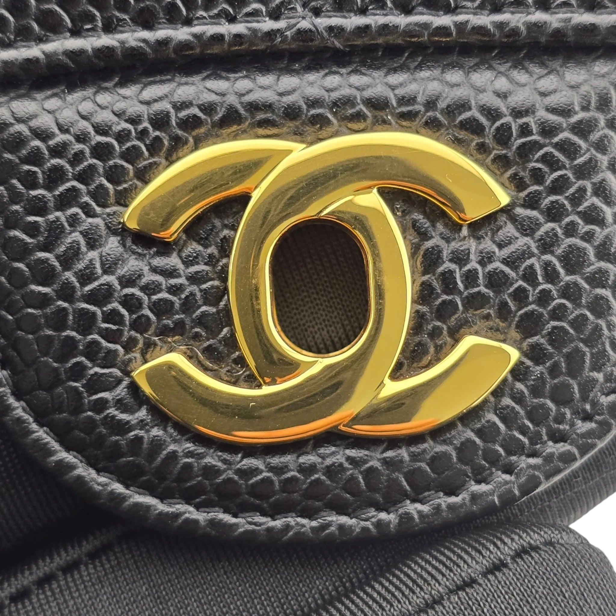 Chanel Medium Classic Flap Caviar Black Gold Hardware CHANEL