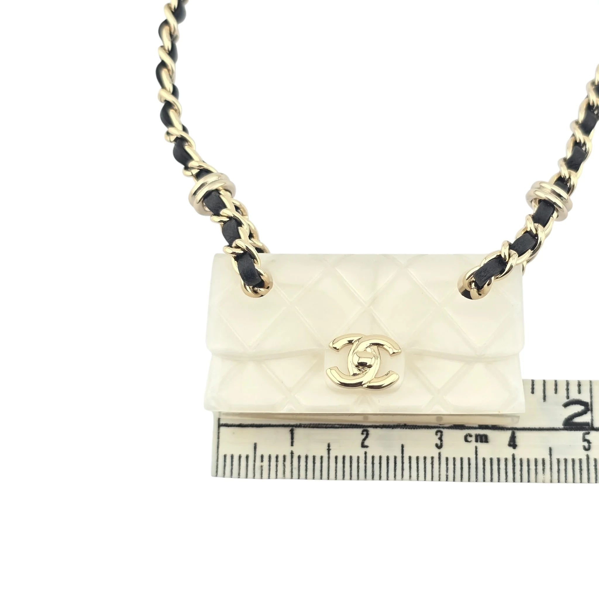 Chanel CC Matelasse White Resin Bag Necklace 2023 CHANEL