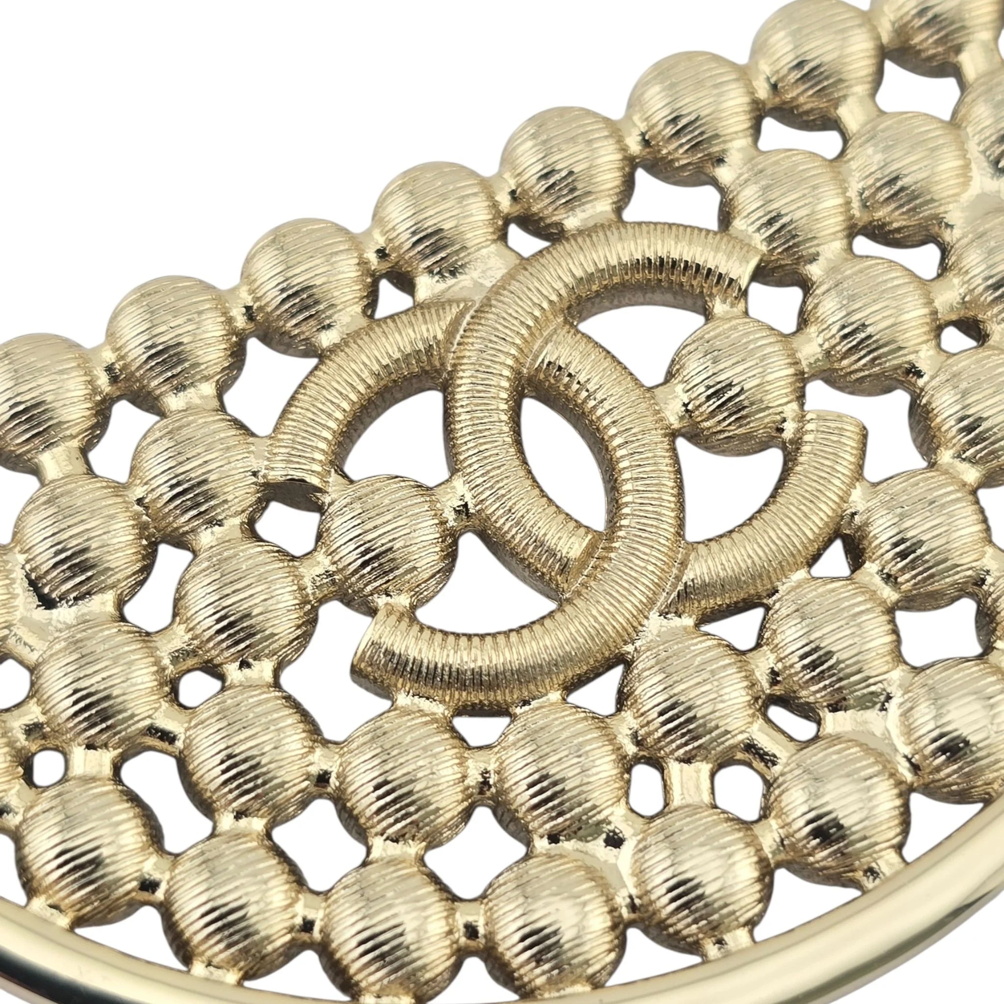 Chanel CC Black Crystal Gold Hoop Earrings SS23 CHANEL
