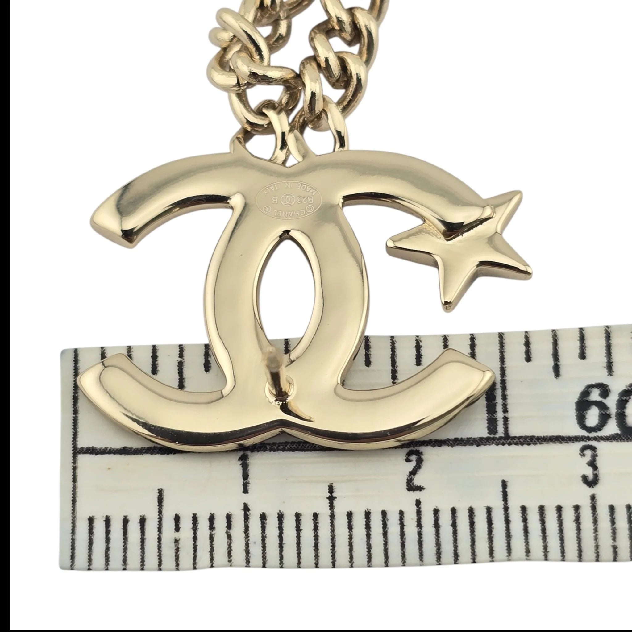 Chanel CC Crystal Chain Star Brooch Gold CHANEL