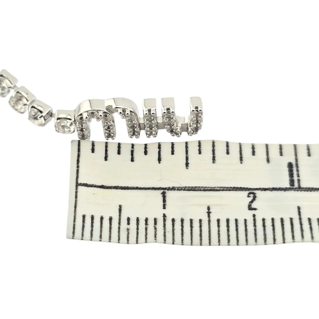 Miu Miu Logo Silver Crystal Earrings MIU MIU