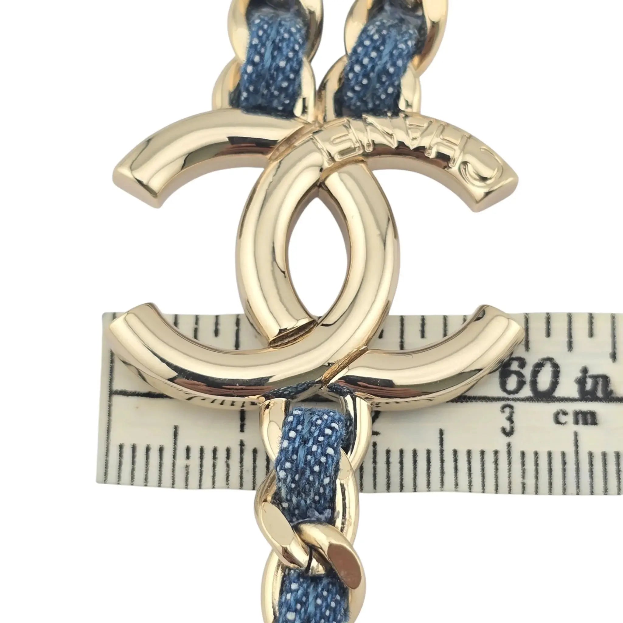 Chanel CC Blue Denim Gold Necklace 2025 CHANEL