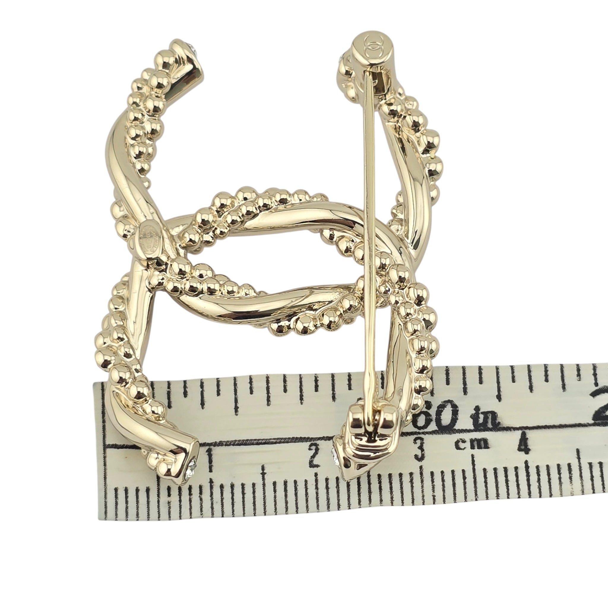 Chanel CC Twisted Gold Crystal Brooch 2023 CHANEL