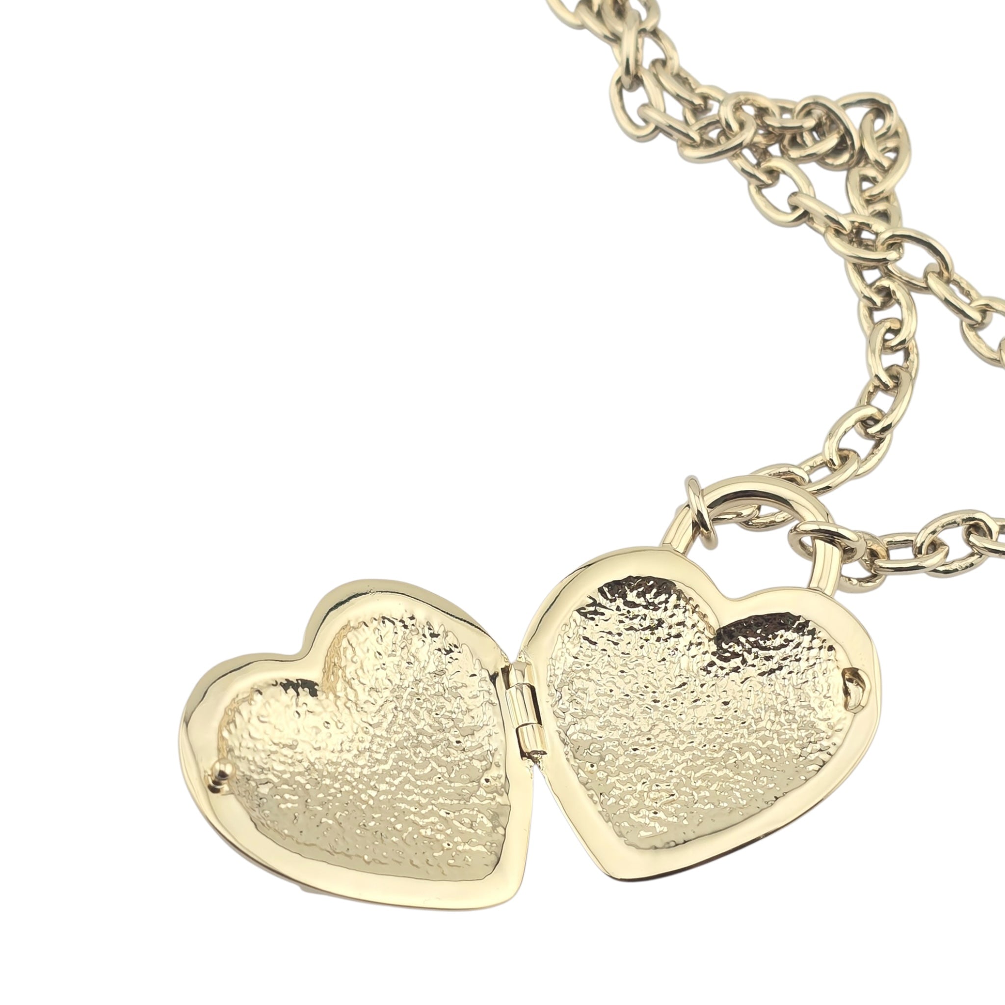 Chanel CC Metal Turnlock Heart Locket Necklace Gold CHANEL