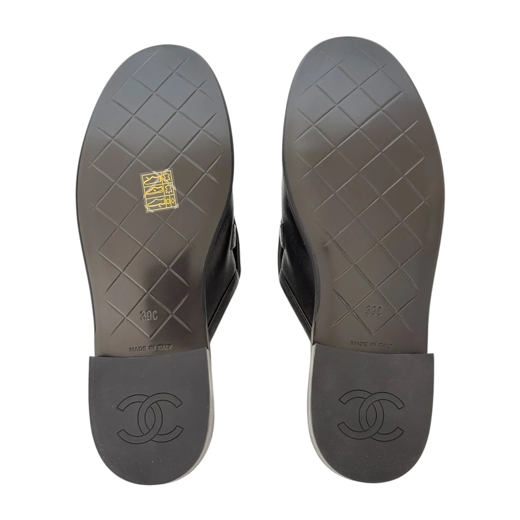 Chanel CC Black Turnlock Mules - 39