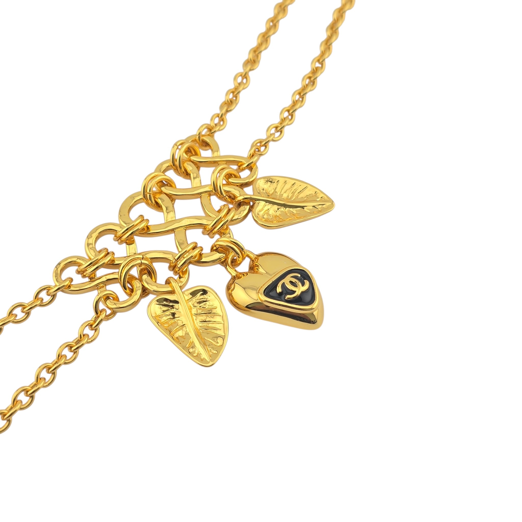 Chanel CC Gold Leaf Pendant Necklace 2025