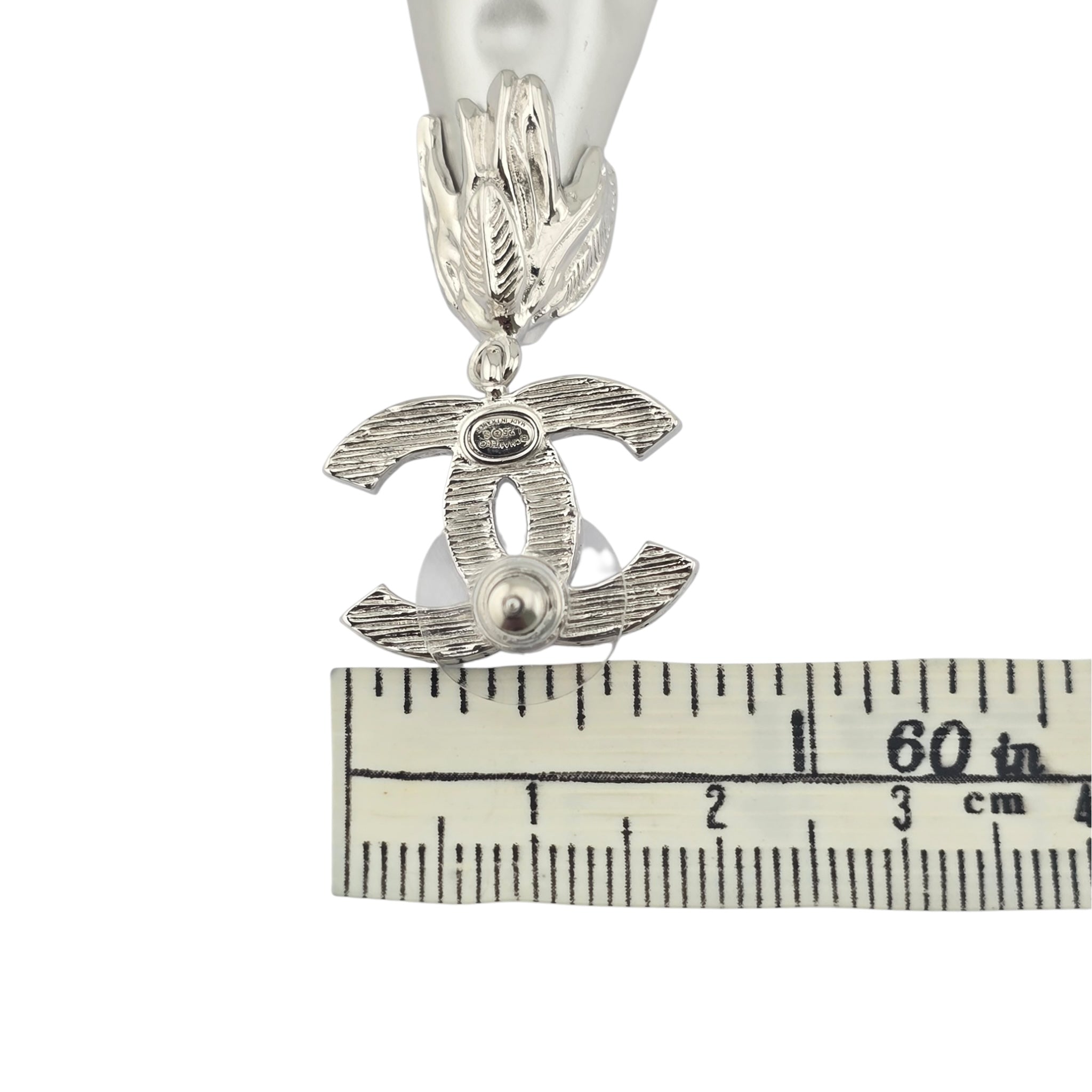 Chanel CC Faux Pearl Silver Leaf Earrings 2025 CHANEL