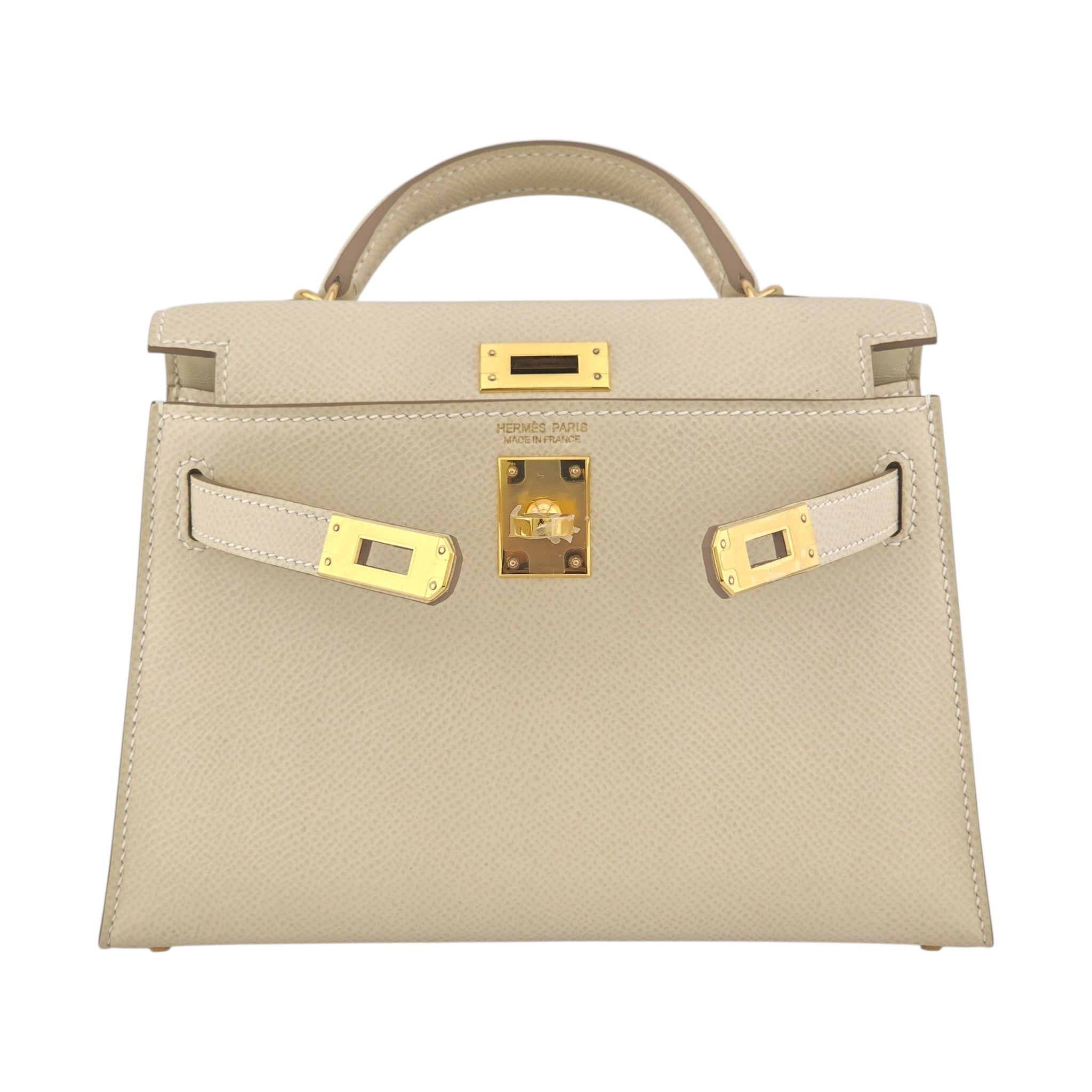 Hermes Mini Kelly II Epsom Craie Gold Hardware Bag HERMES
