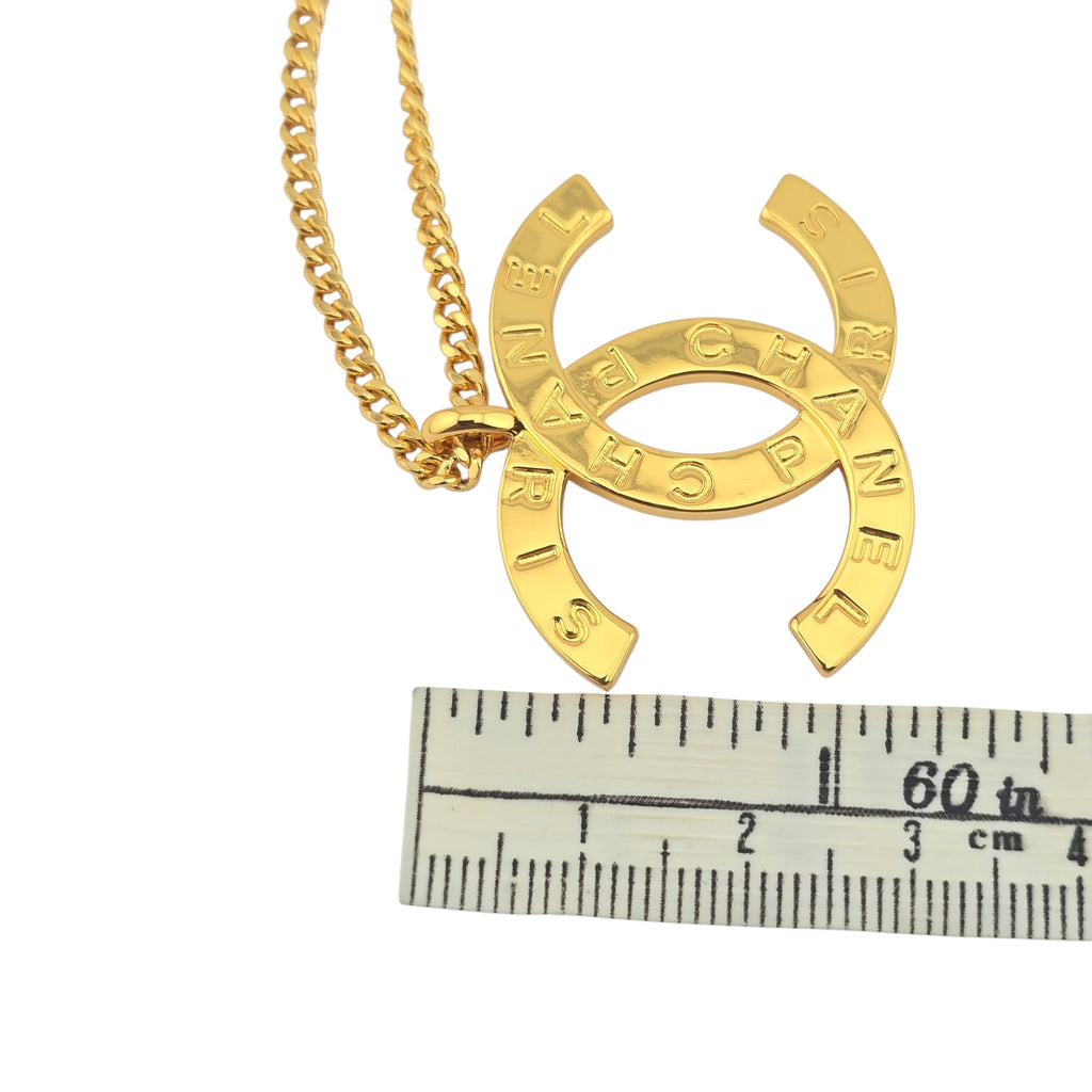 Chanel CC Gold Metal Paris Button Necklace