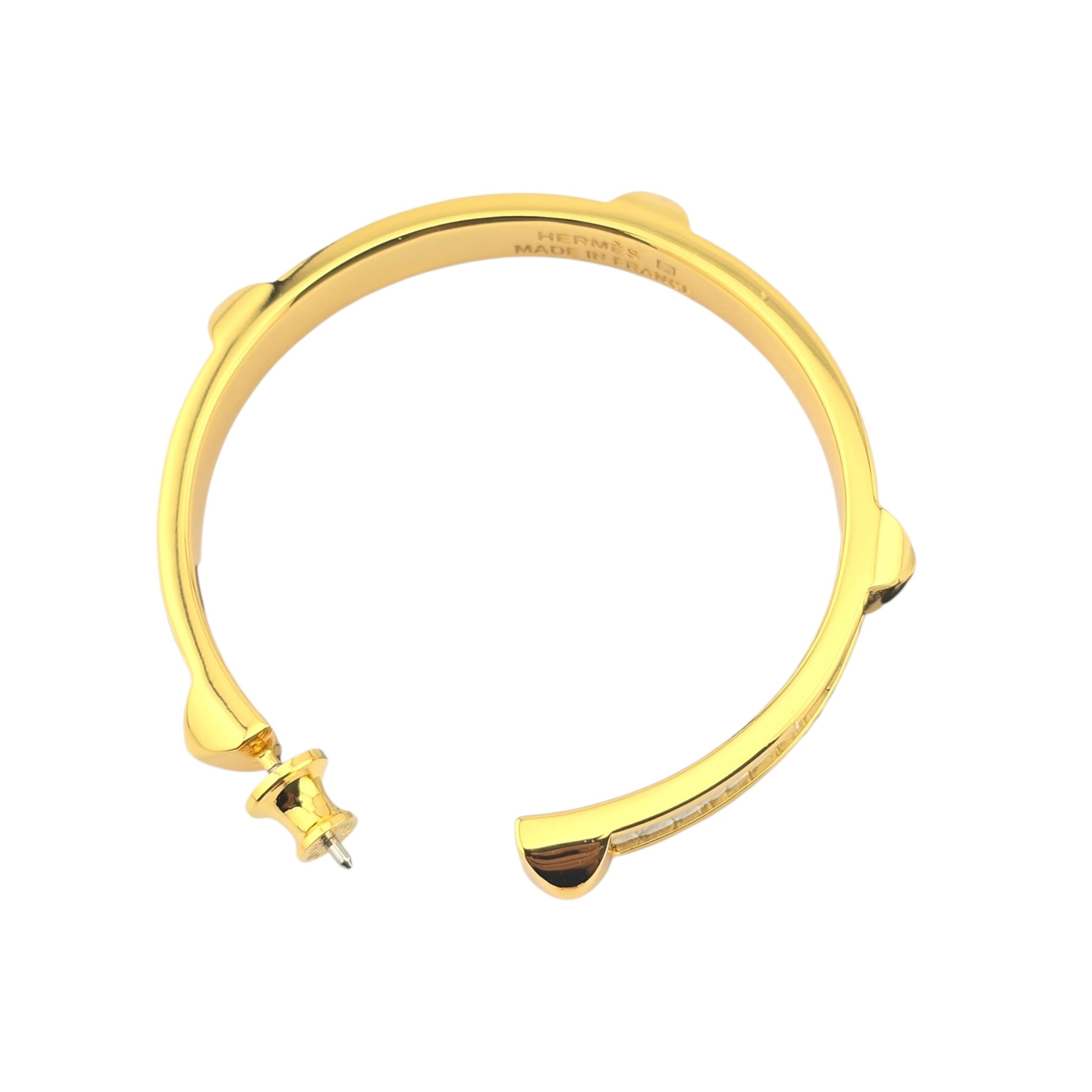 Hermes Athena Large White Gold Earrings