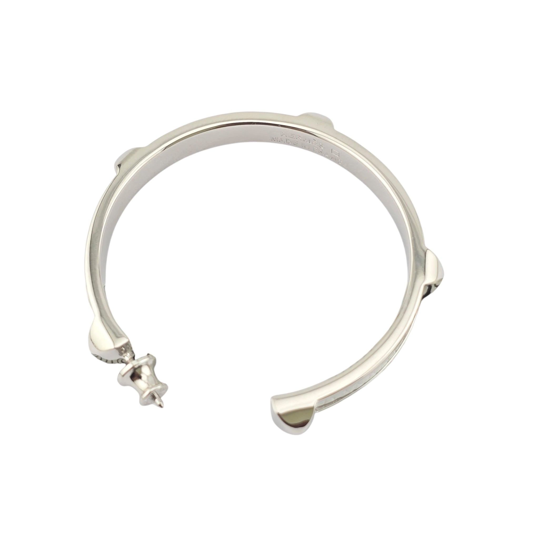 Hermes Athena Large White Silver Earrings