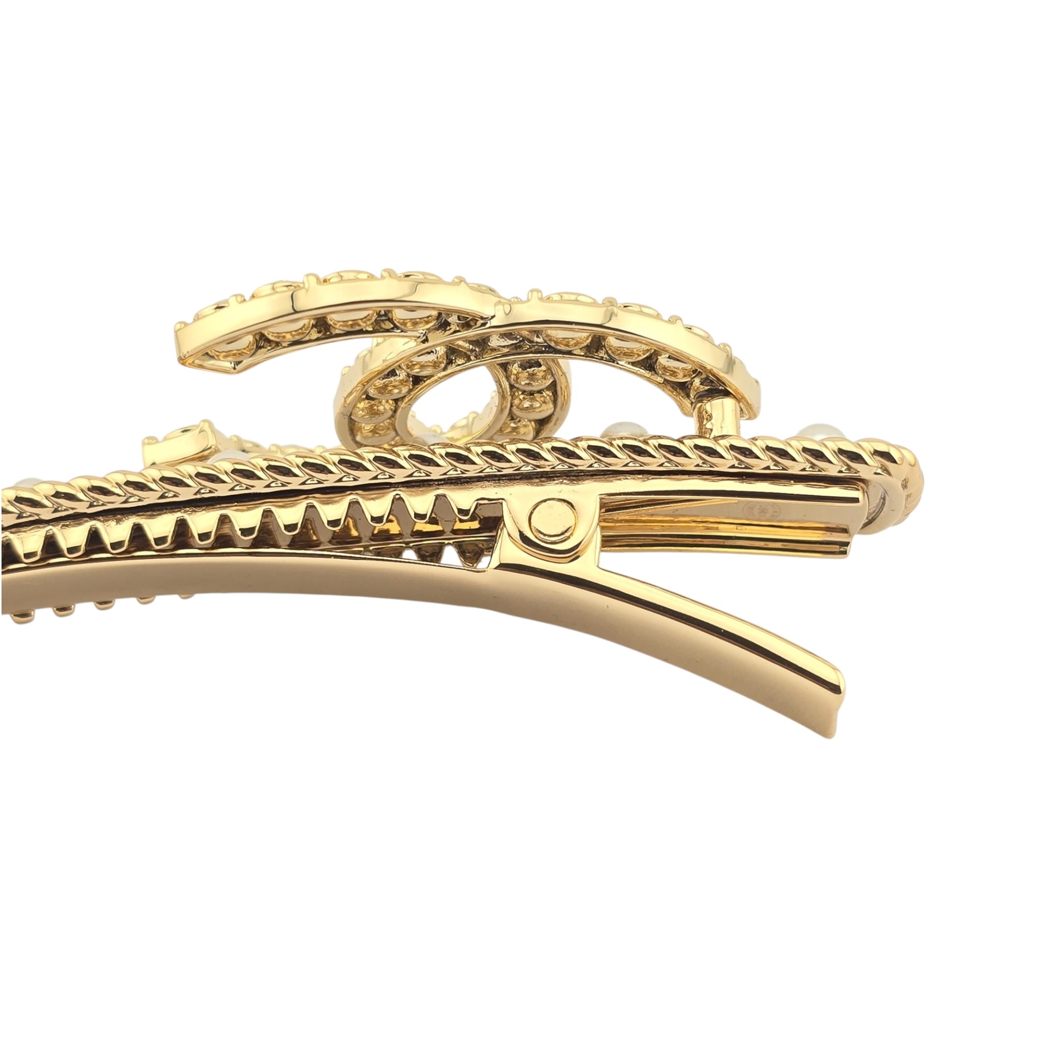 Chanel CC Faux Pearl and Diamante Hair Barrette 2022