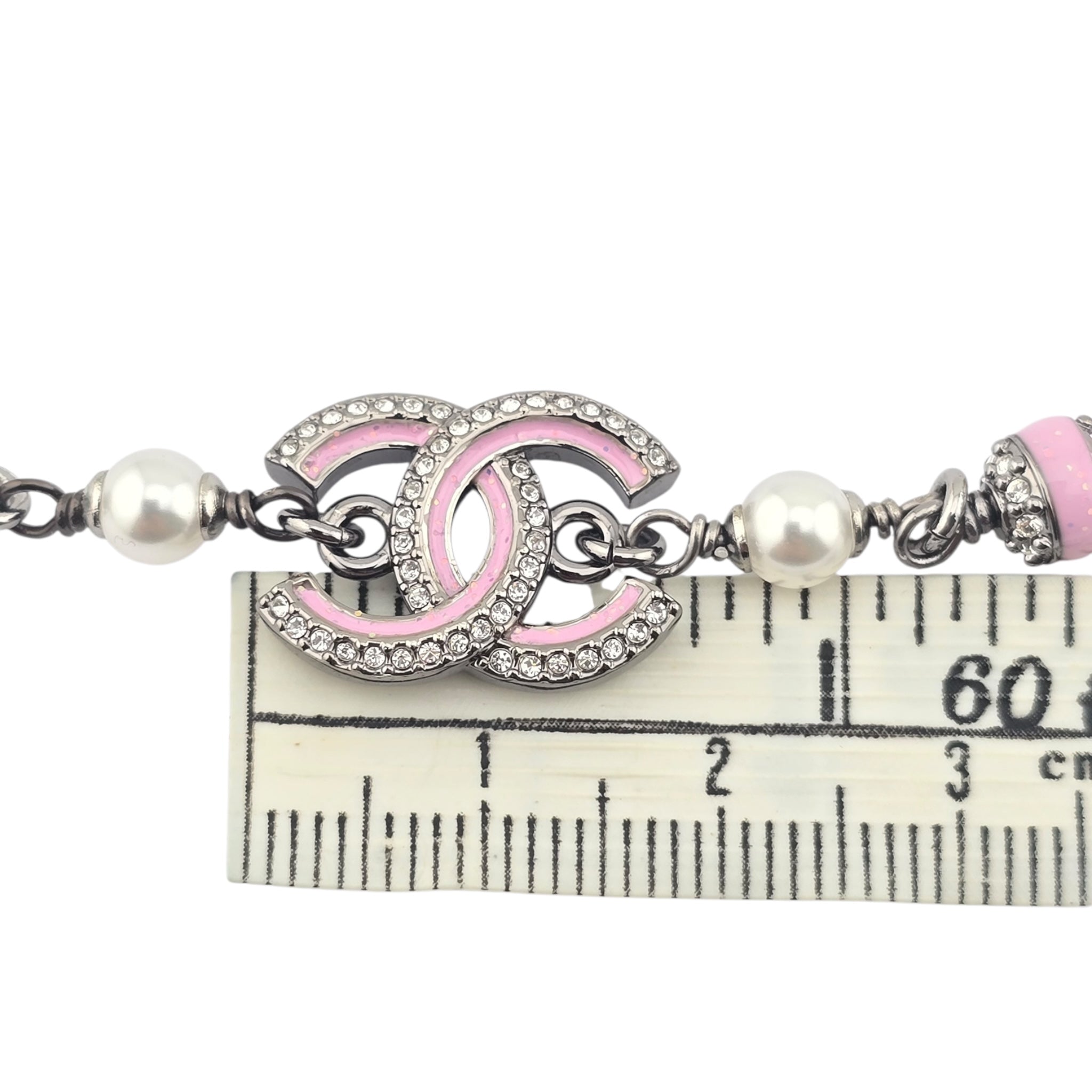 Chanel CC Gunmetal Pink Necklace 2025