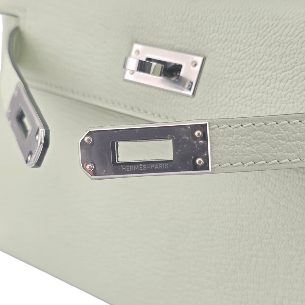 Hermes Mini Kelly II Vert Fizz Chevre Palladium Hardware Bag