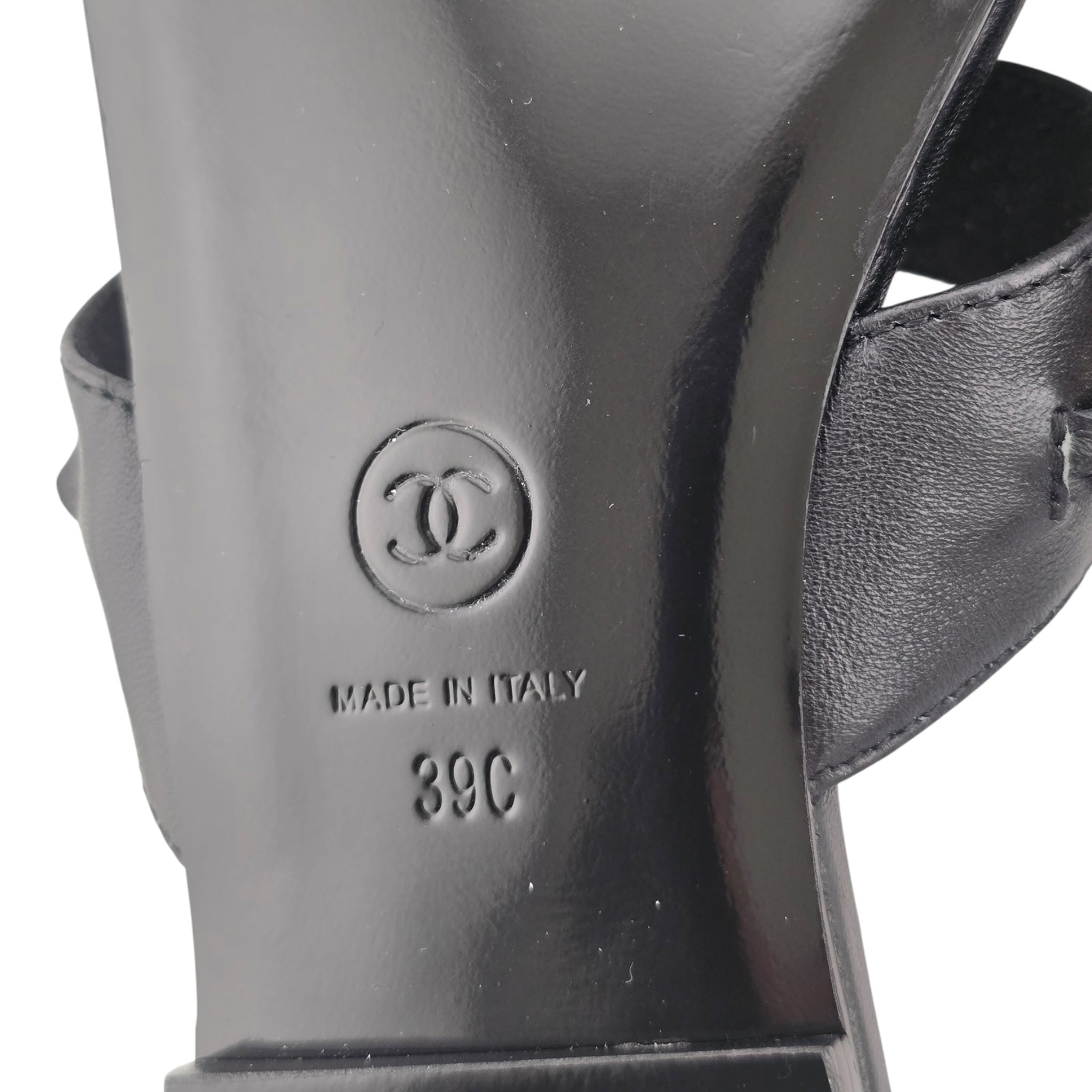 Chanel CC Black Turnlock Sandals - 39