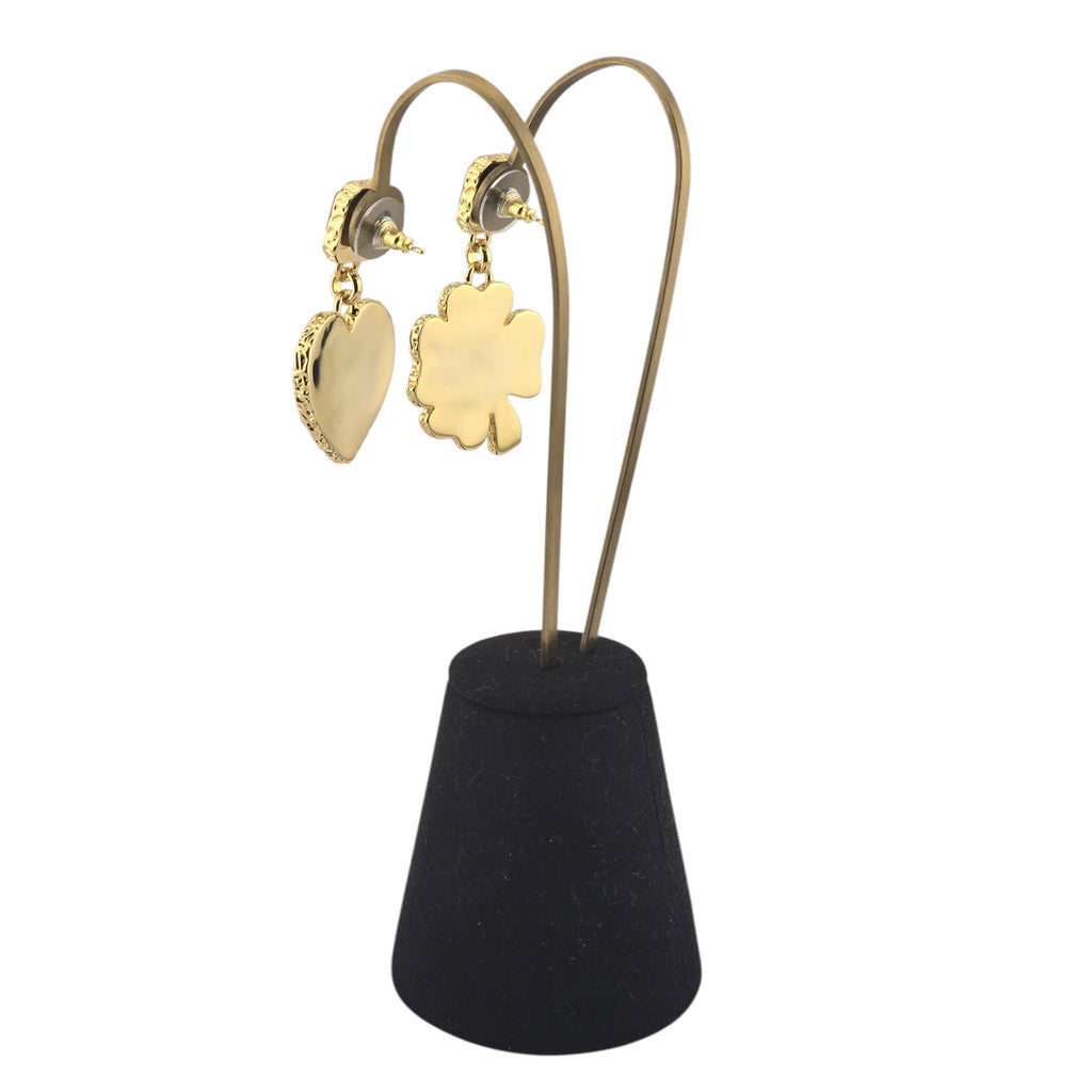 Chanel CC Clover Heart Black Gold Earrings 2024 CHANEL