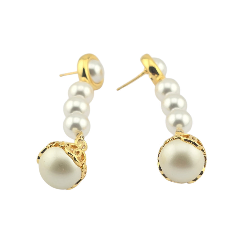 Chanel Gold Faux Pearl Dangle Earrings 2023 CHANEL