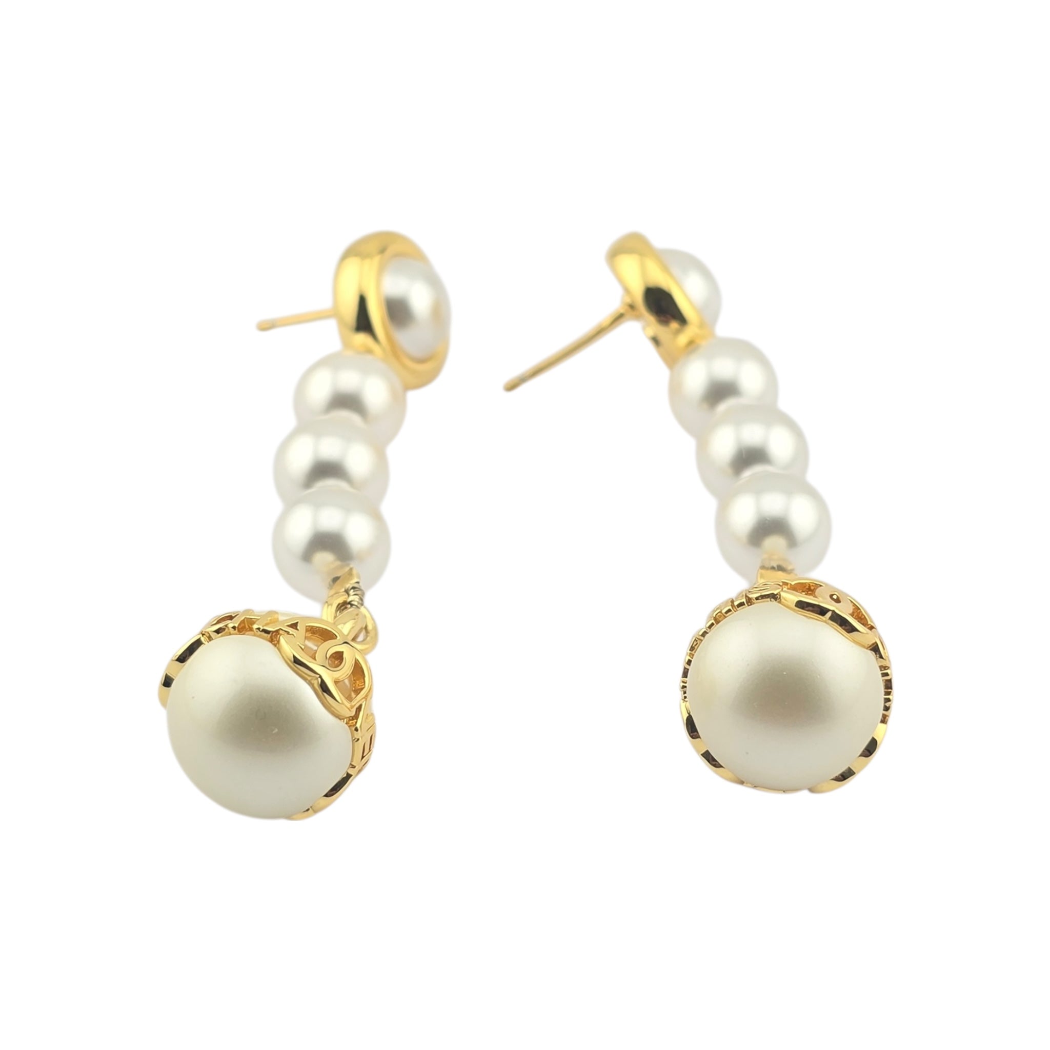 Chanel Gold Faux Pearl Dangle Earrings 2023 CHANEL