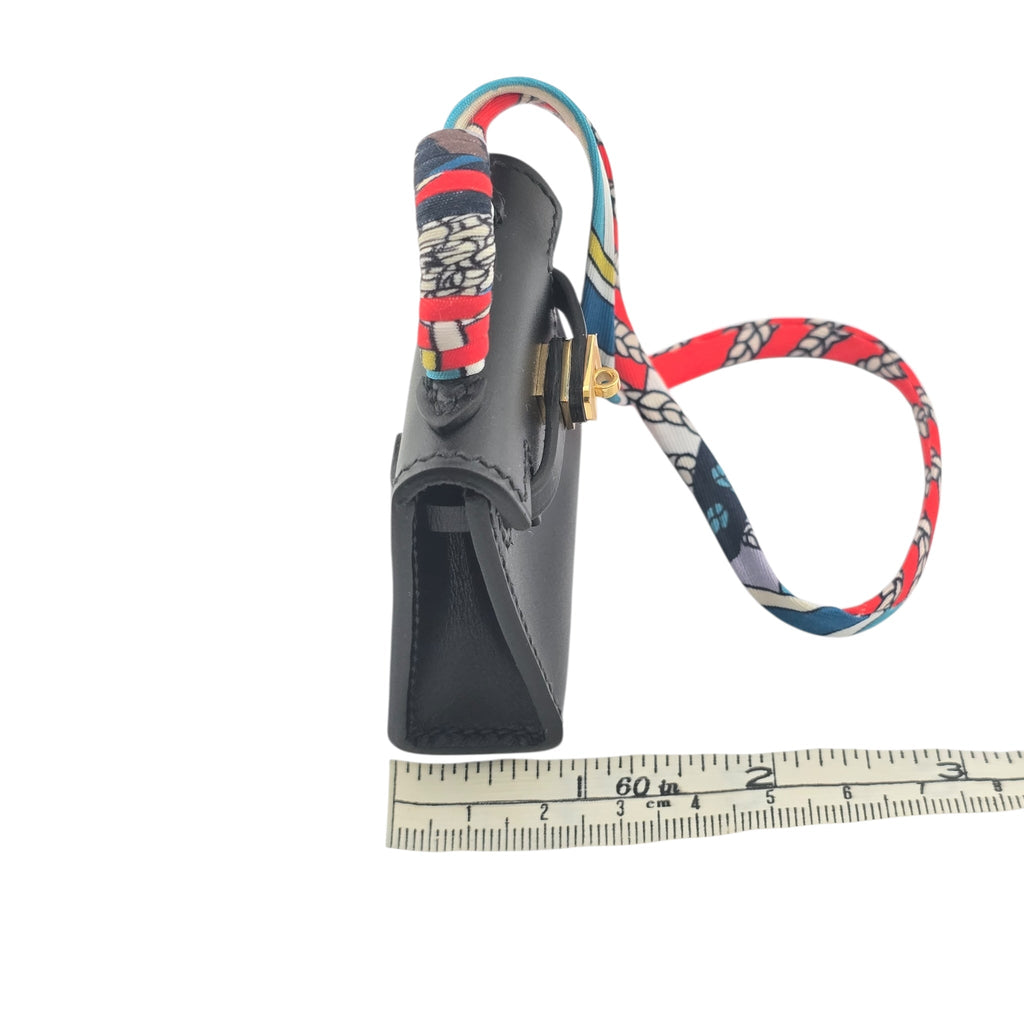 Hermes Tadelakt Mini Kelly Twilly Bag Charm Black HERMES