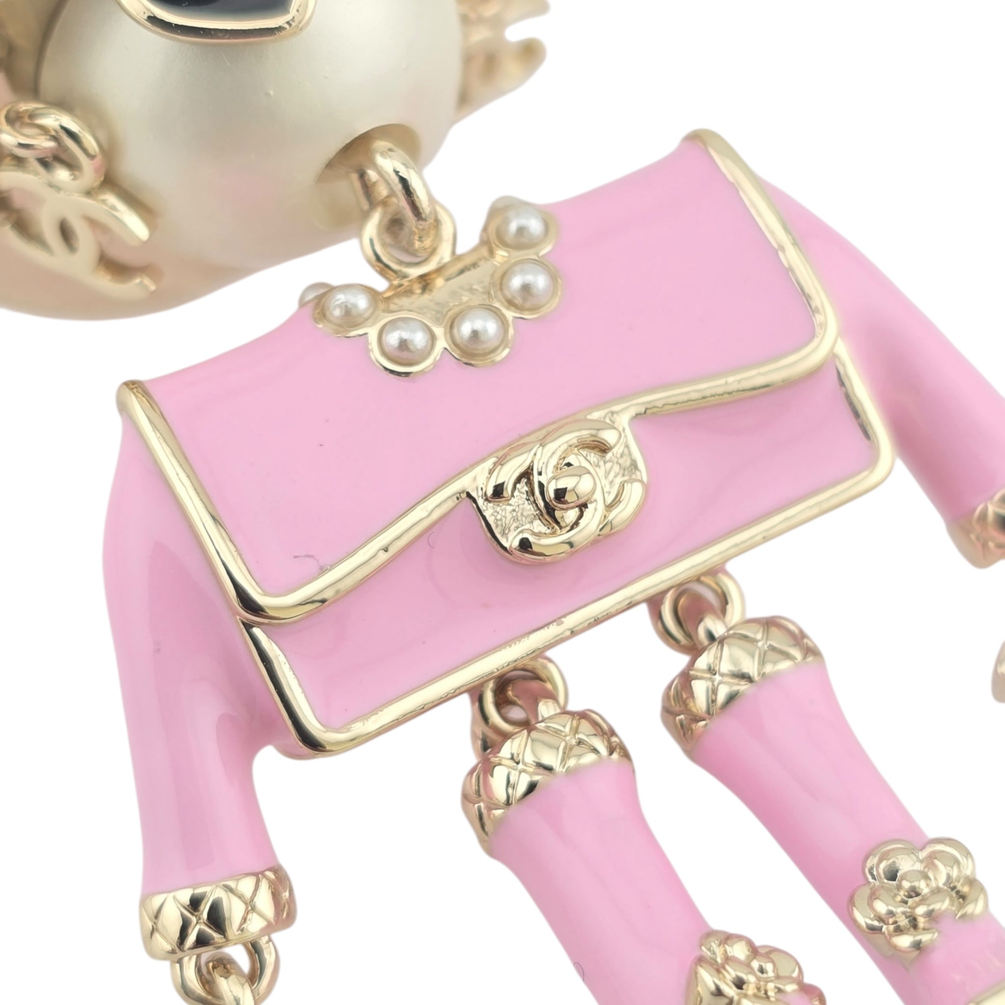 Chanel CC Robot Gabrielle Doll Pink Key Ring Bag Charm 25B CHANEL