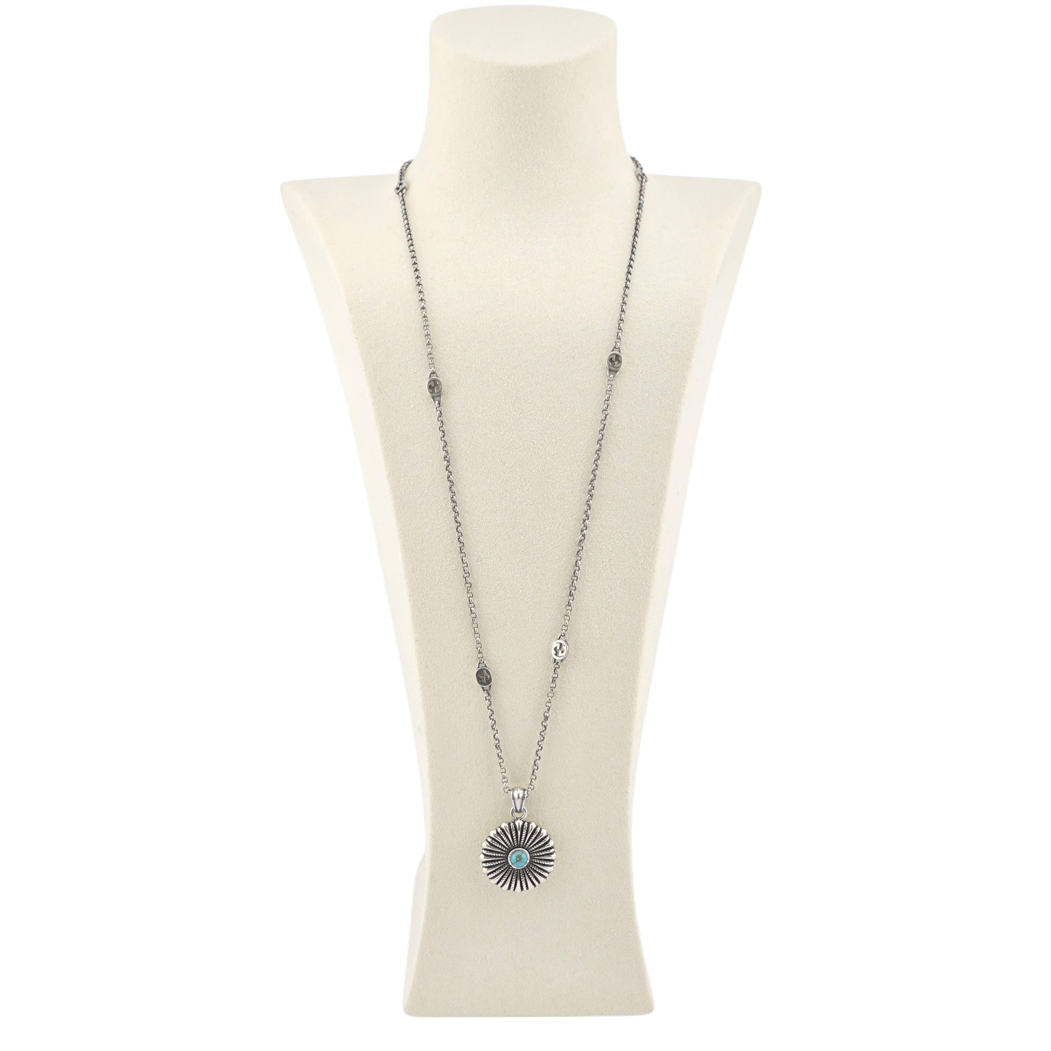 GUCCI Interlocking G Flower Sterling Silver Necklace GUCCI