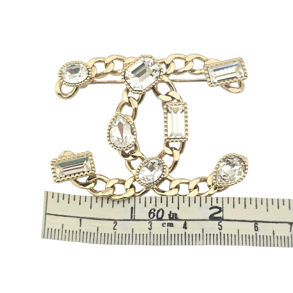 Chanel CC Gold Crystal Brooch 2024 CHANEL