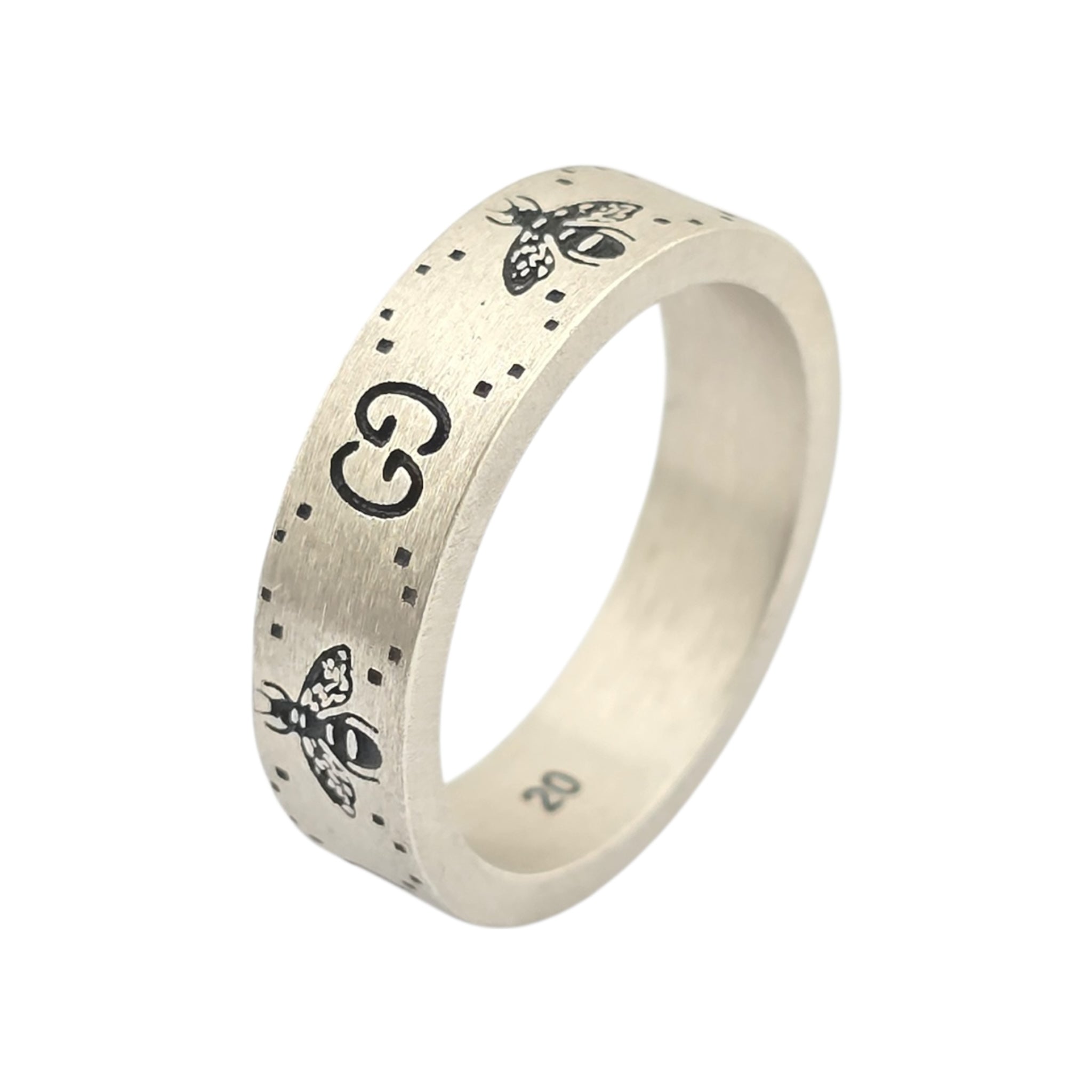 GUCCI GG Bee Motif 6mm Sterling Silver Ring GUCCI