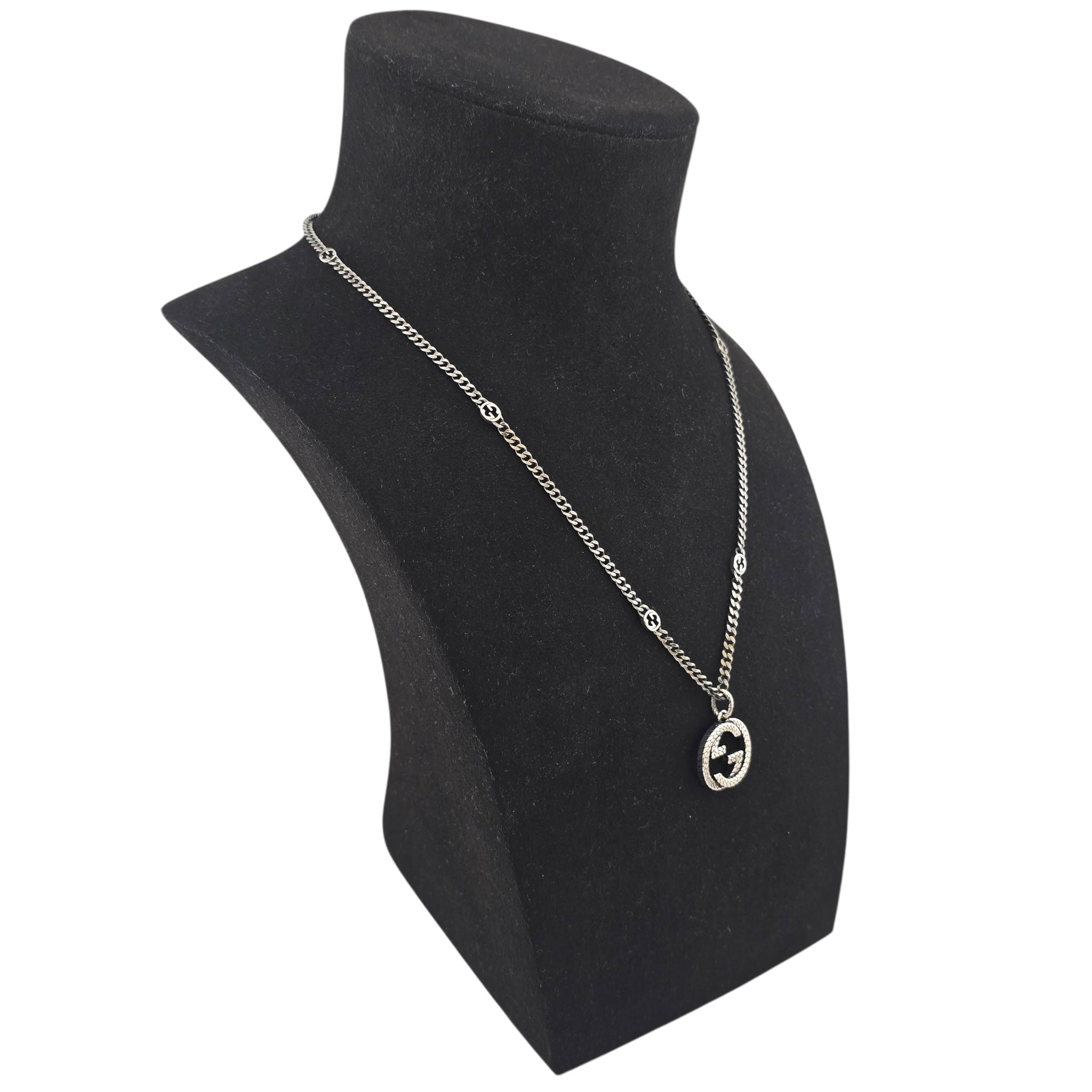 GUCCI GG Interlocking Silver Necklace 50cm GUCCI