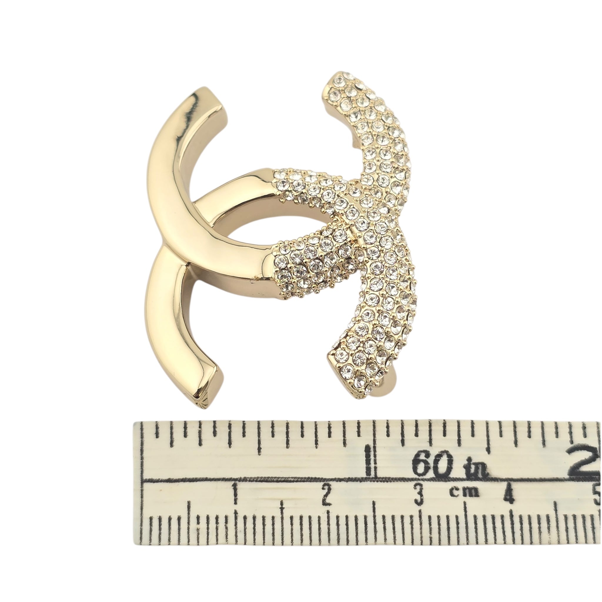 Chanel CC Gold Crystal Brooch 2022 CHANEL