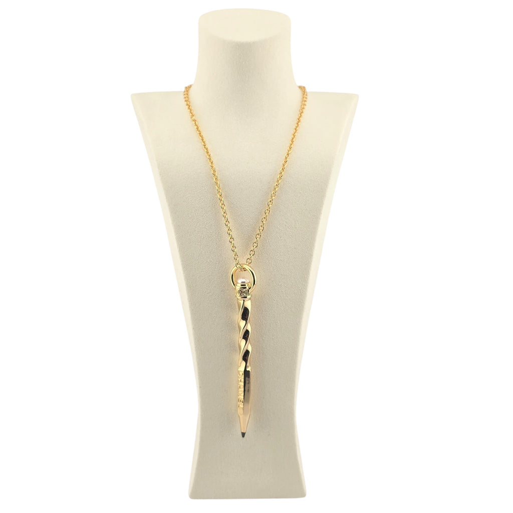 Chanel CC Gold Pencil Pendant Necklace 2025 CHANEL