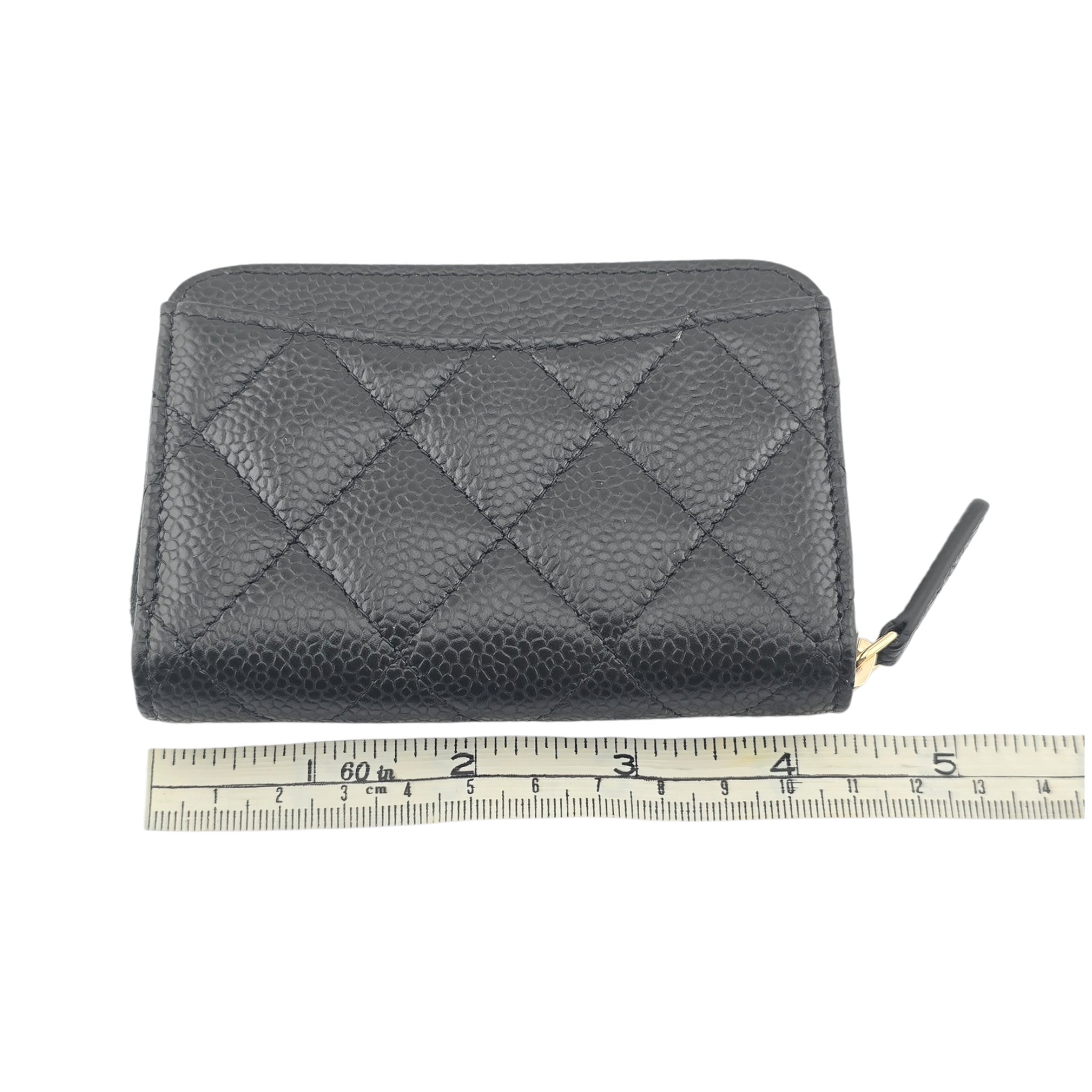 Chanel CC Caviar Classic Zip Coin Purse Card Holder Gold CHANEL