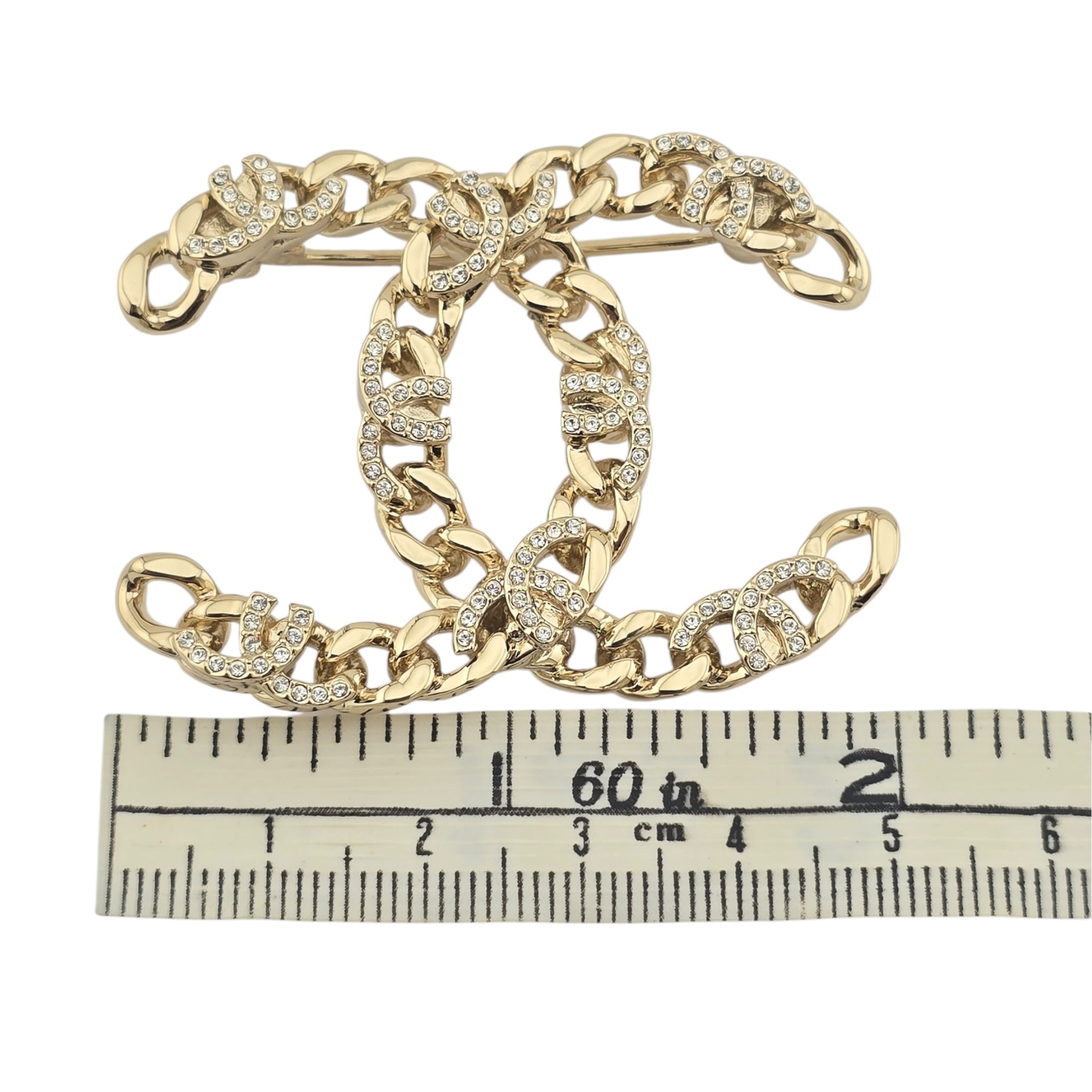 Chanel CC Crystal Gold Brooch 2022 CHANEL