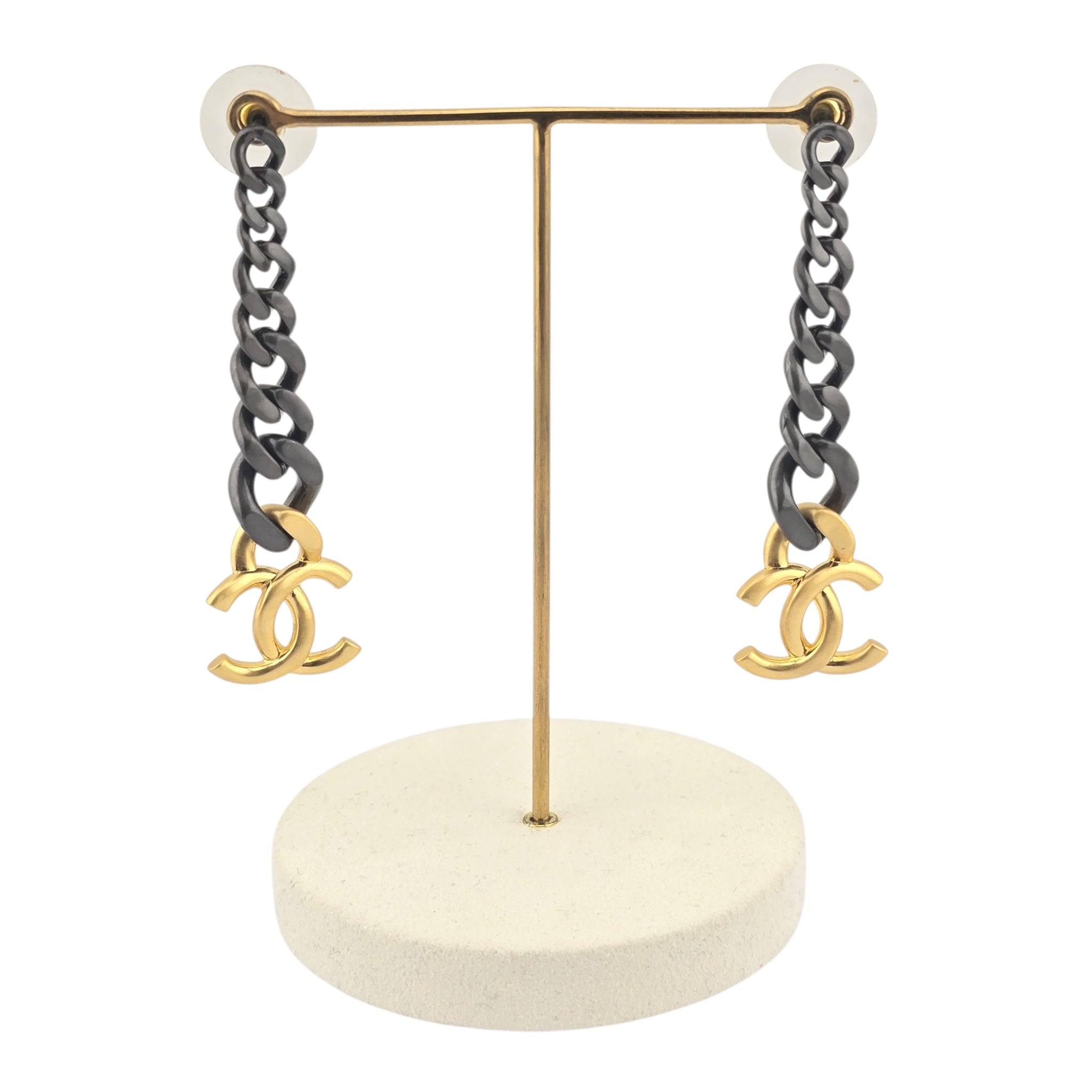 Chanel CC Chain Earrings Gold Ruthenium 2020 CHANEL