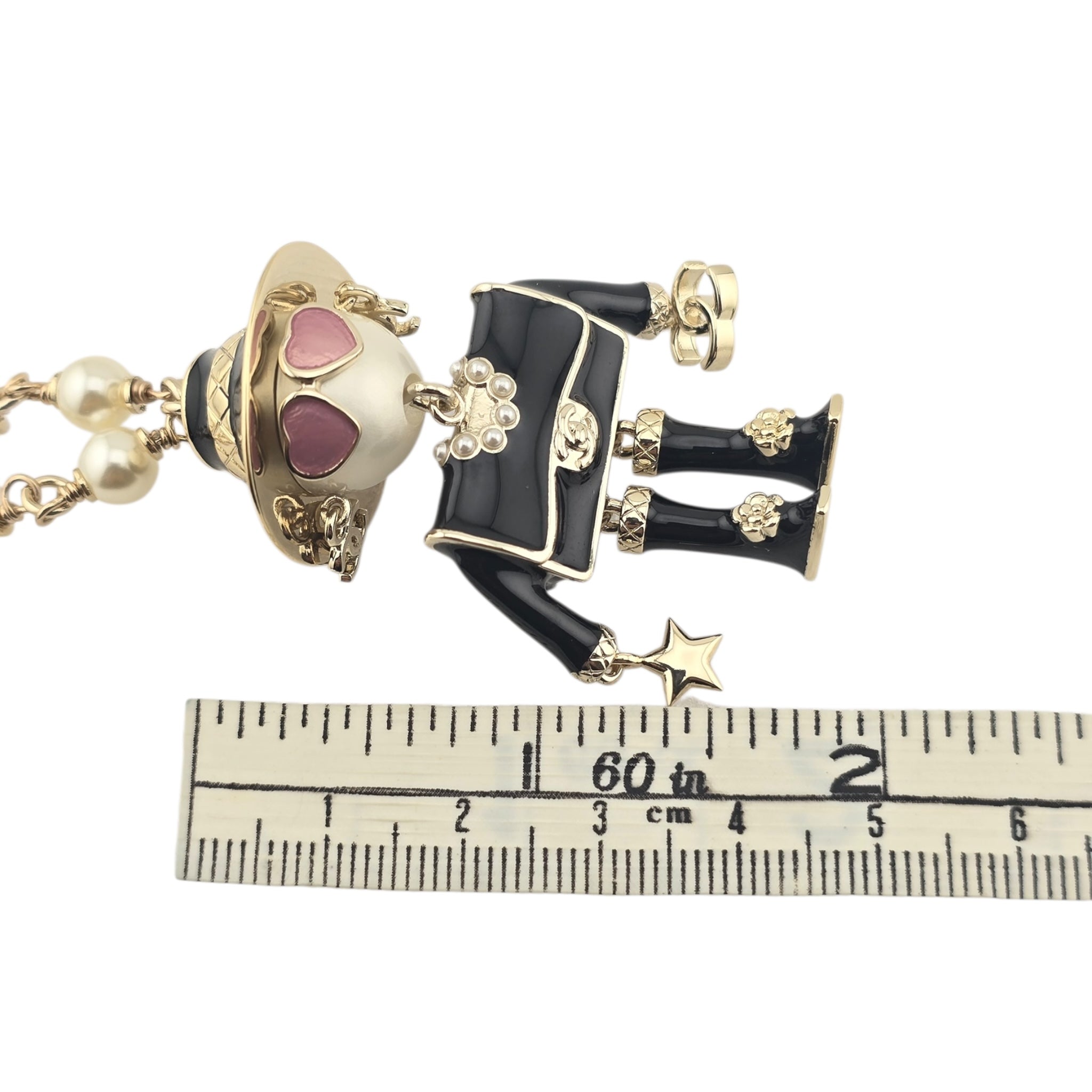Chanel CC Robot Gabrielle Doll Black Necklace 25B CHANEL
