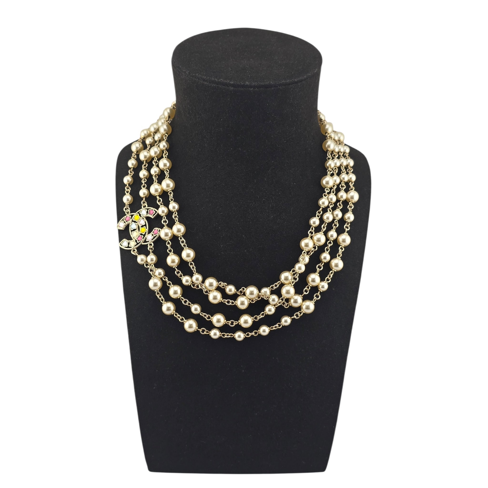 Chanel CC Multicoloured Faux Pearl Long Necklace 2025