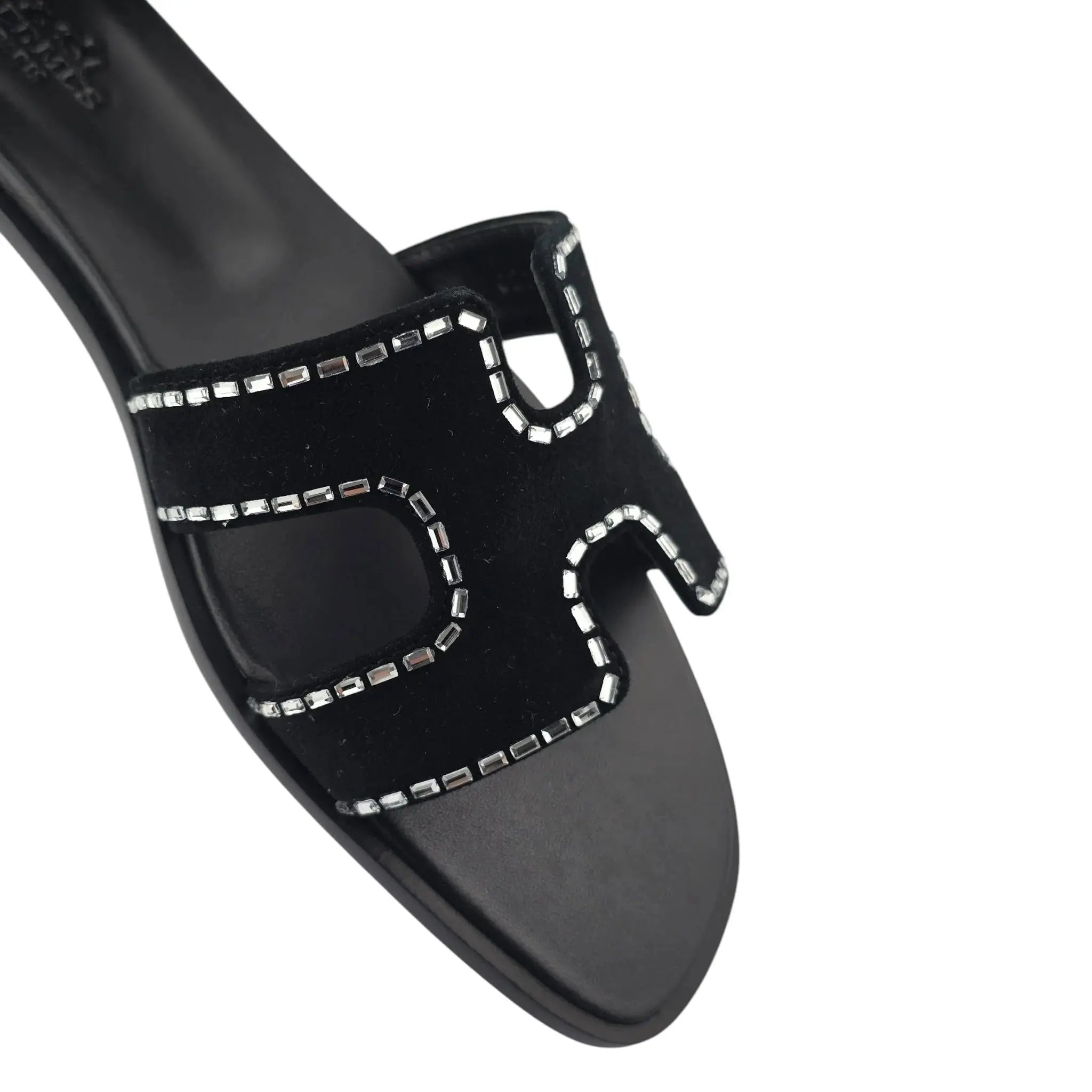Hermes Oran Sandal Black Noir Calfskin Embellished - 40 HERMES