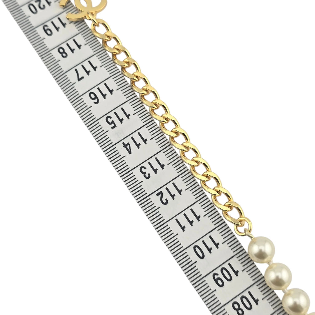 Chanel Black CC Pendant Long Faux Pearl Necklace B24 CHANEL